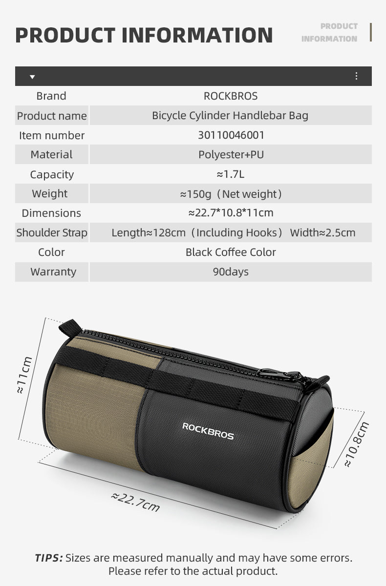 ROCKBROS MTB Road Cycling Bike Handlebar Bag 1.7L Shoulder Bag