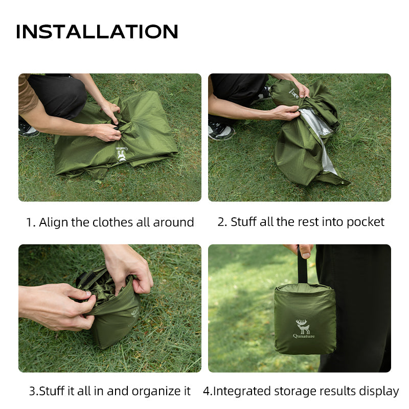 Qunature Camping Hiking 3in1 Raincoat Mat Canopy Raincoat Foldable Waterproof