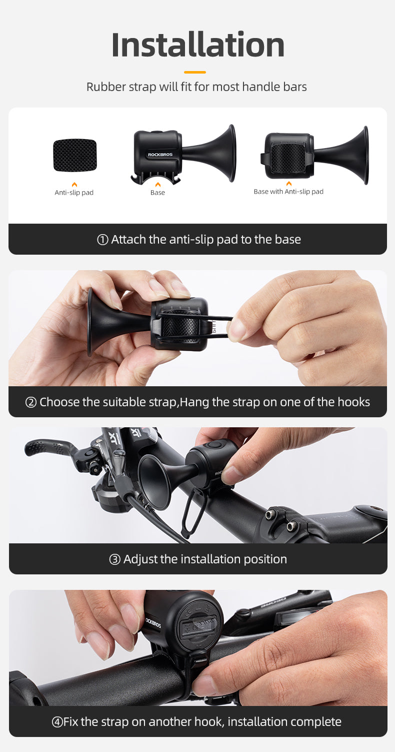 ROCKBROS Bicycle Bike Electronic Horn 100dB Cycling Bell Alarm Ring Waterproof