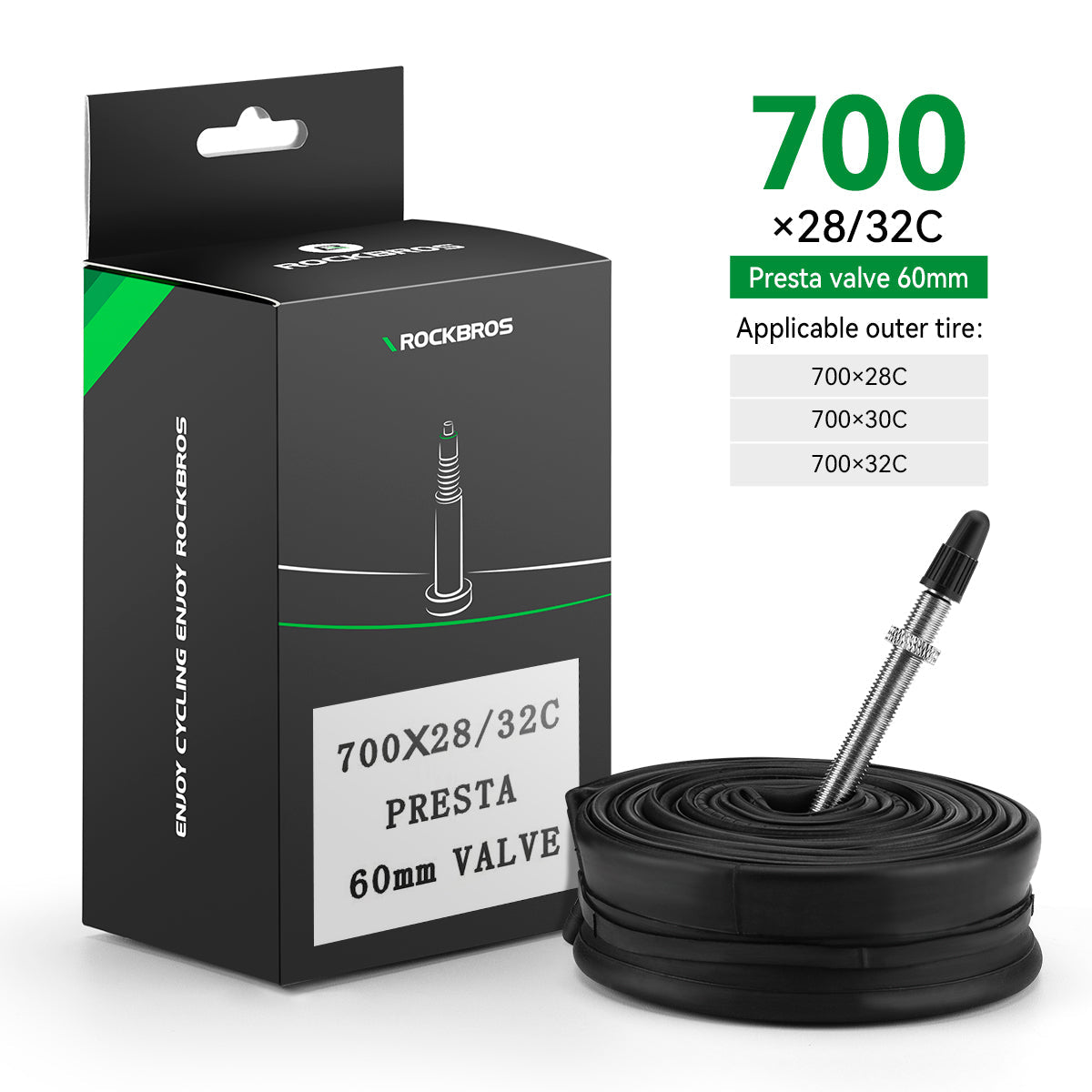 rockbros mtb and road bike inner tube for reliable cycling
#option_Road Bike 700x28/32C presta 60mm