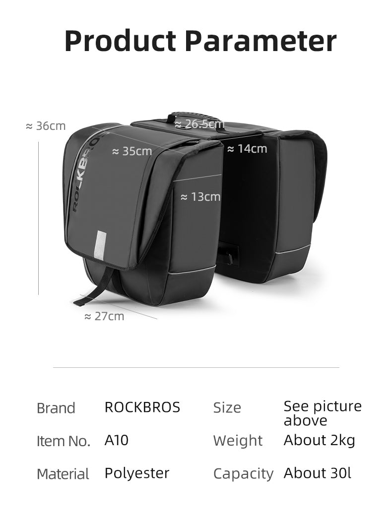 ROCKBROS Super Bicycle Pannier Bags in Black