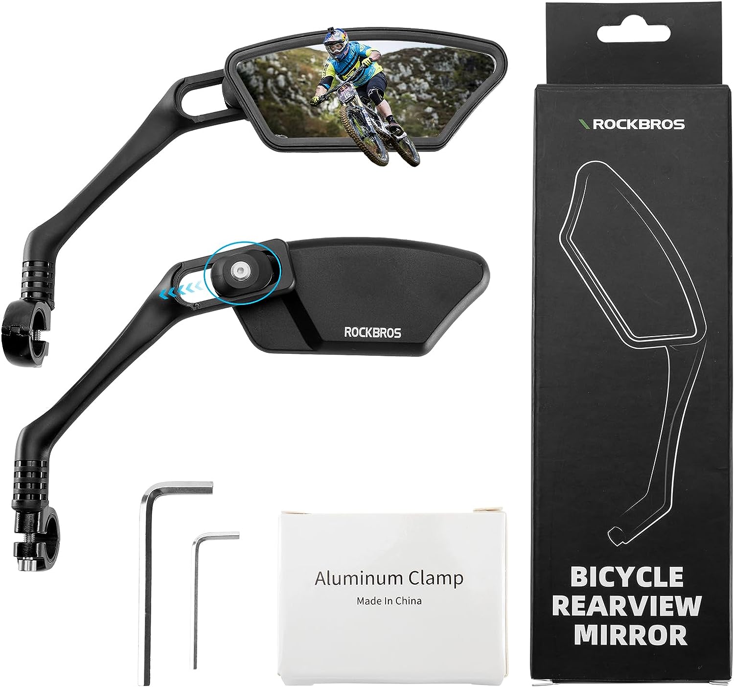 ROCKBROS Bicycle Cycling Rearview Mirror 360° Rotatable Bike Handlebar Mirror
