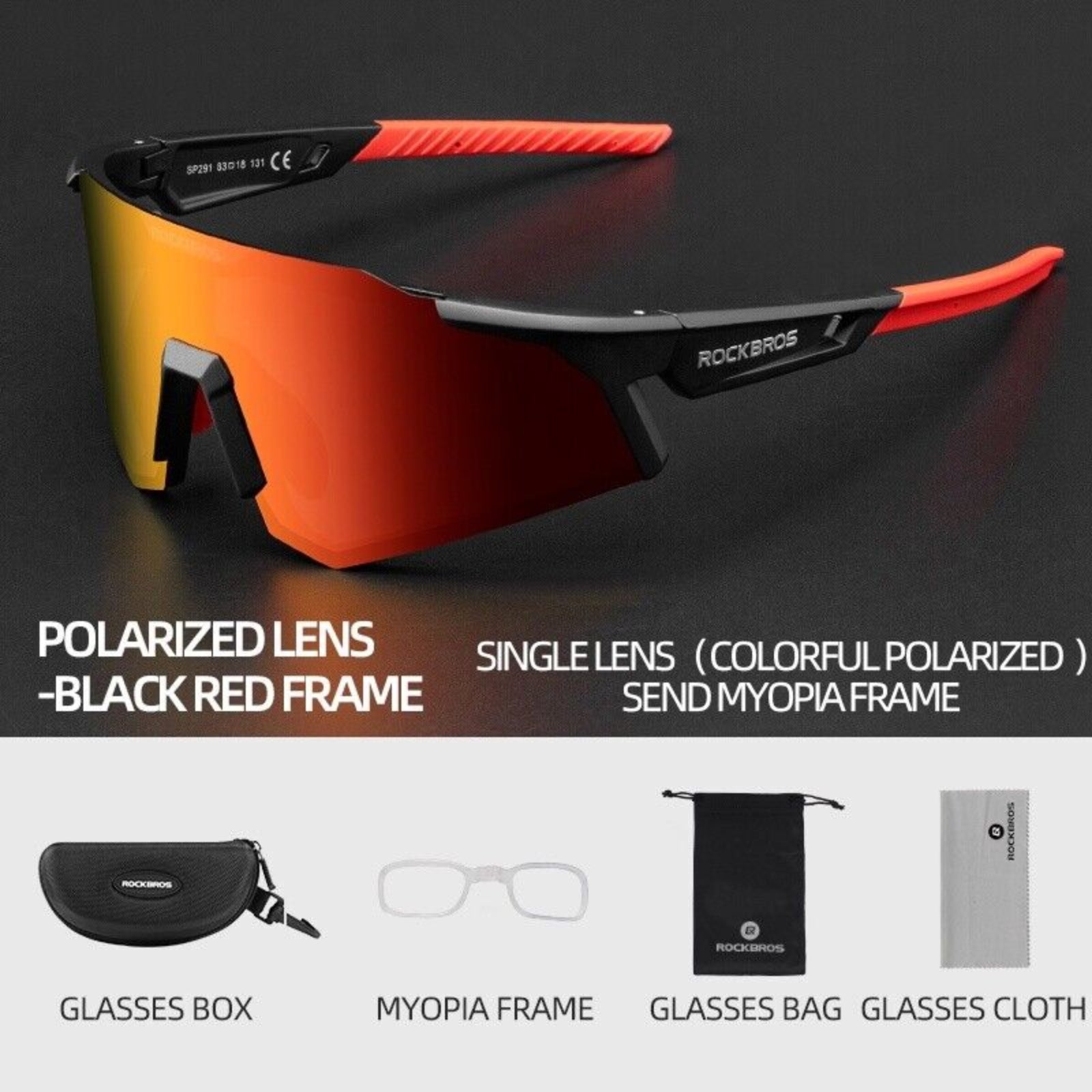 Polarised Cycling Sunglasses outdoor Sport UV400 #Color_Red
