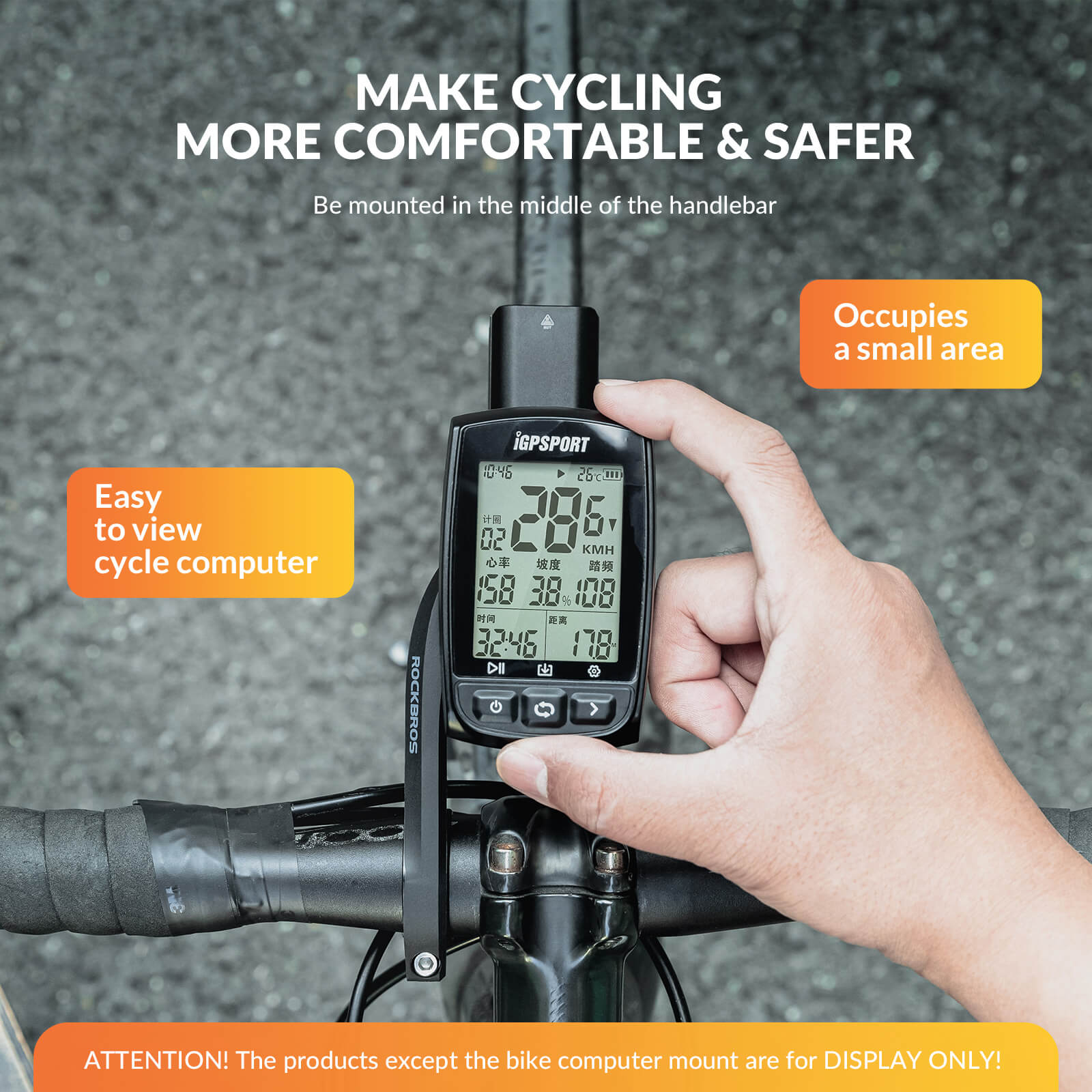 ROCKBROS Bike Computer Mount featuring versatile installation options, durable nylon design, and lightweight construction for easy handling and secure attachment.