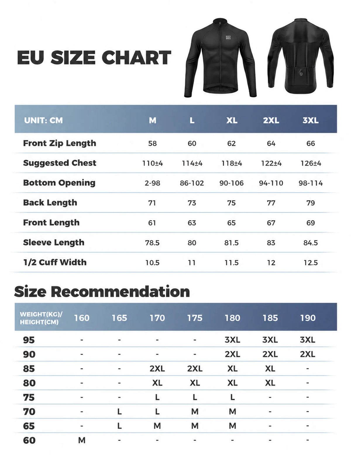 ROCKBROS men's thermal fleece cycling jersey wind-resistant front view
