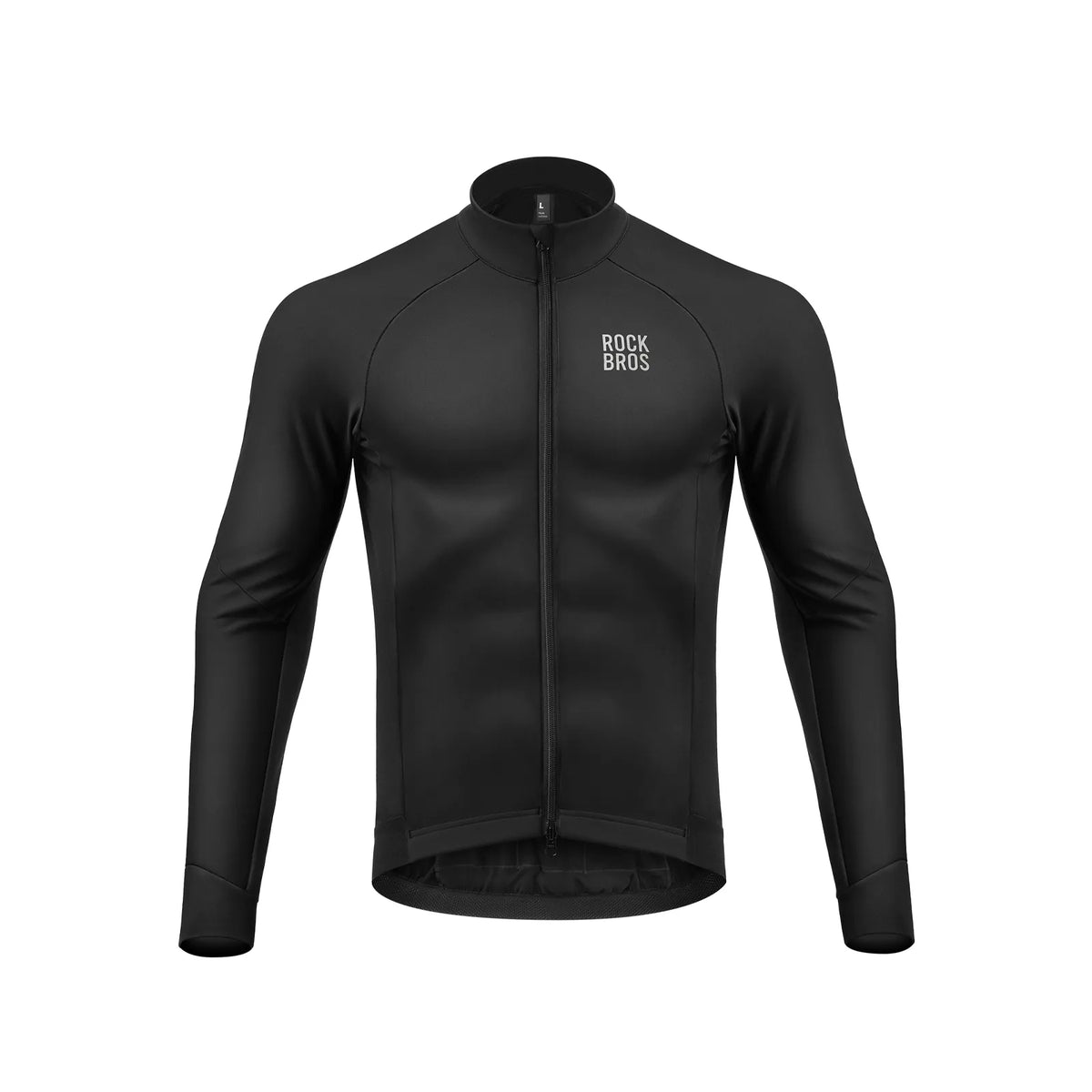 ROCKBROS men's thermal fleece cycling jersey wind-resistant front view