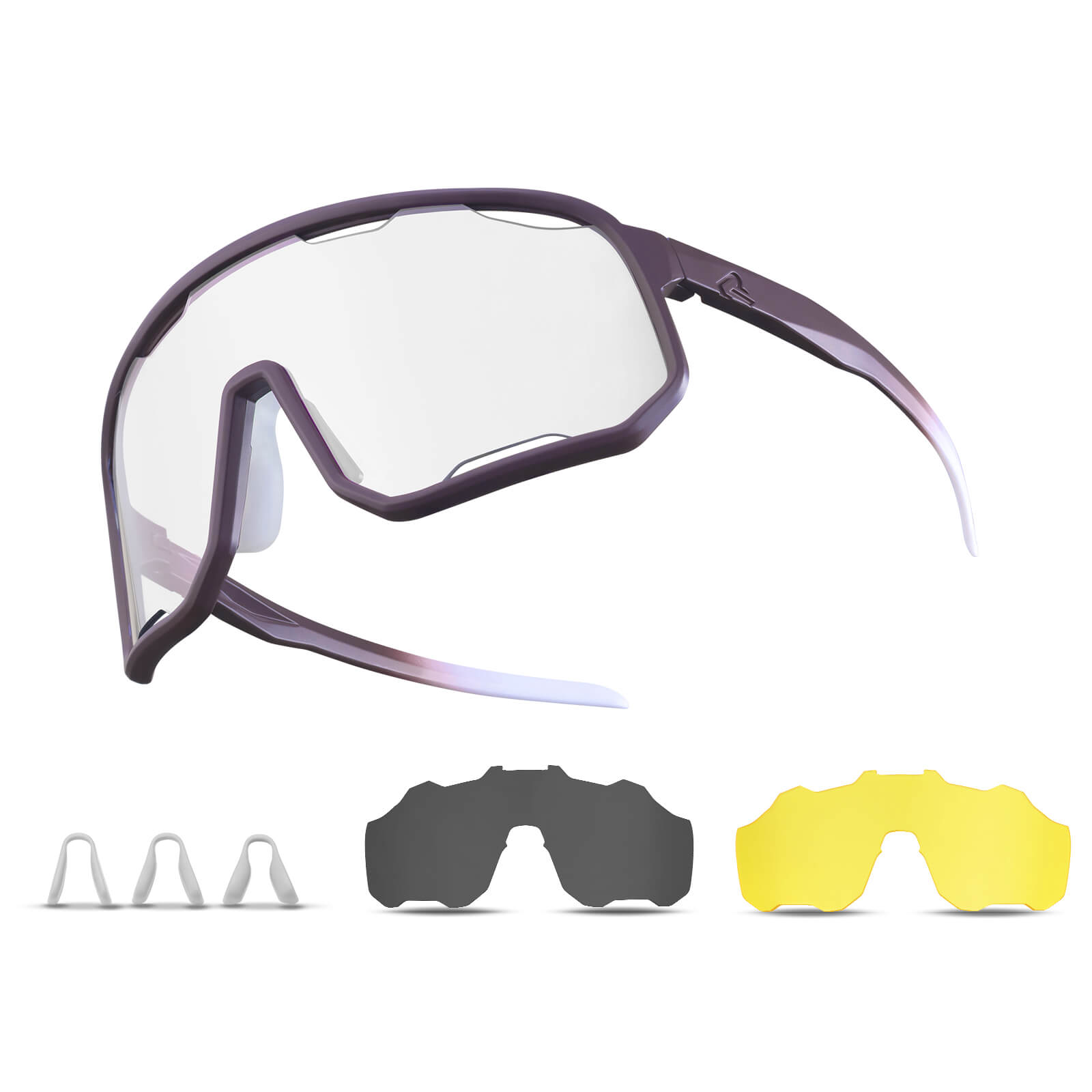 ROCKBROS photochromic sunglasses, UV400 protection, transparent cycling glasses, windproof, TR90 frame, ideal for outdoor sports
#Color_Mauve