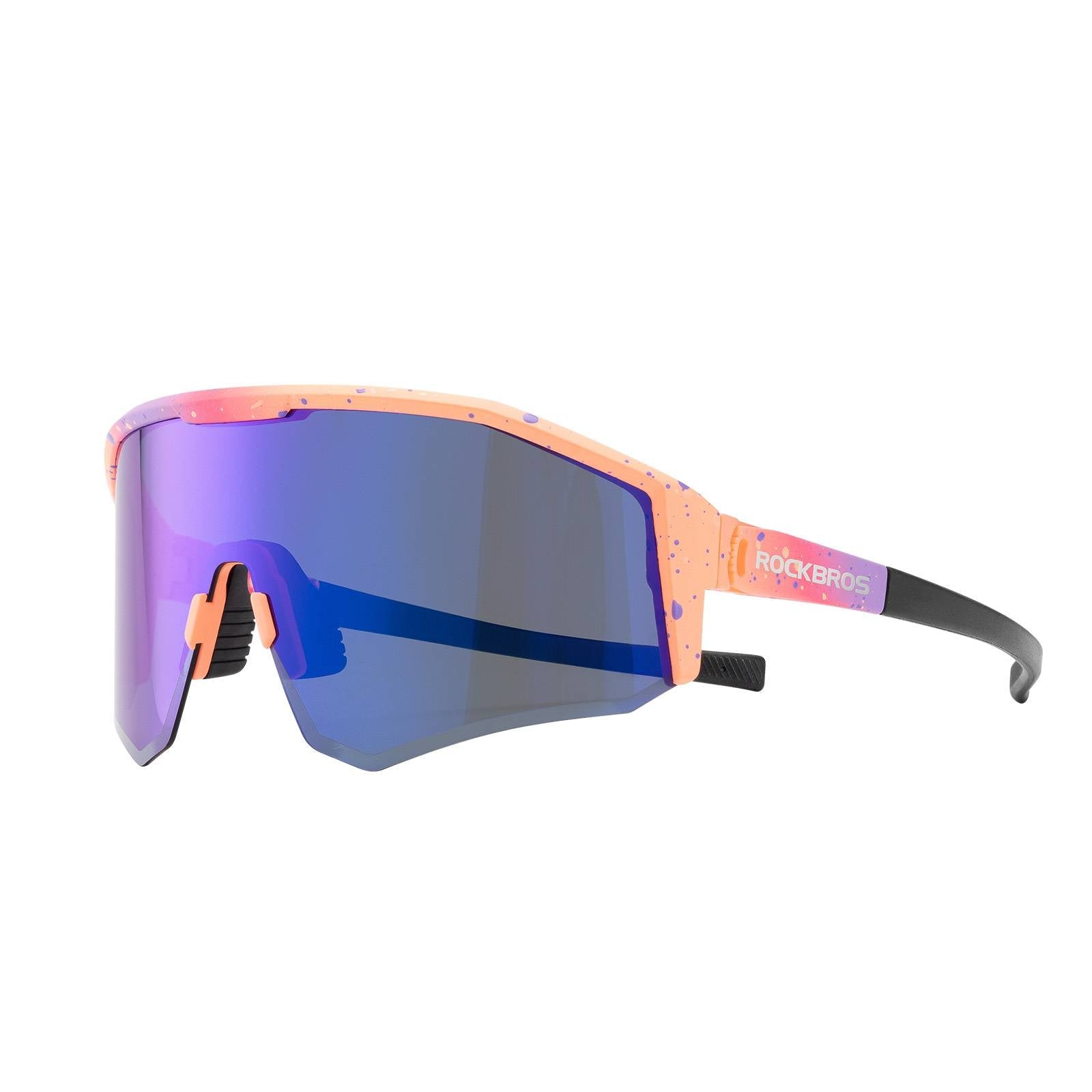 ROCKBROS Polarized Sports Glasses Adjustable Temple TAC Lenses + TR90 #Color_Pink Purple Frame