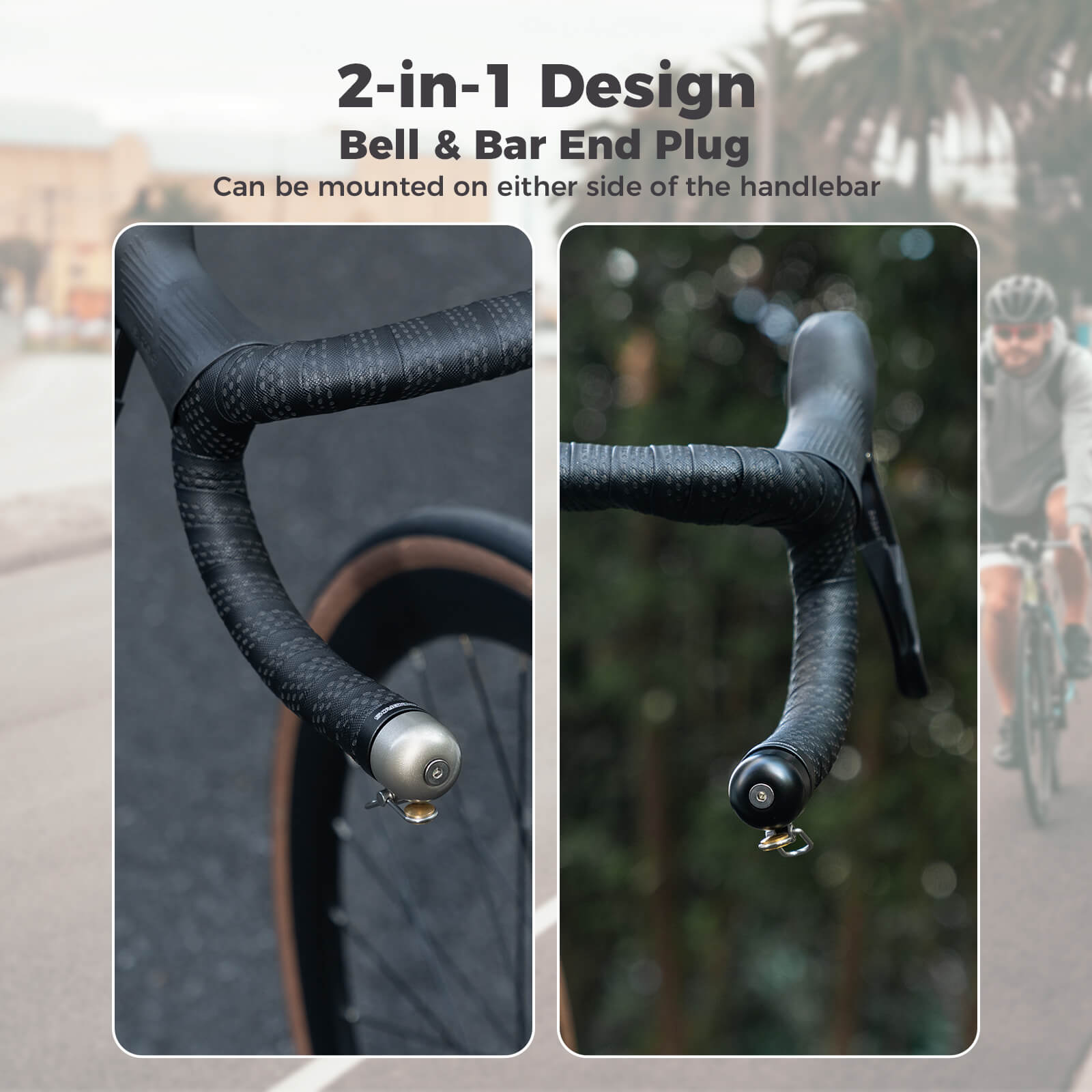 ROCKBROS Road Bike Bell Handlebar Plug ¨C Smart, Compact & Loud! #Color_Titanium