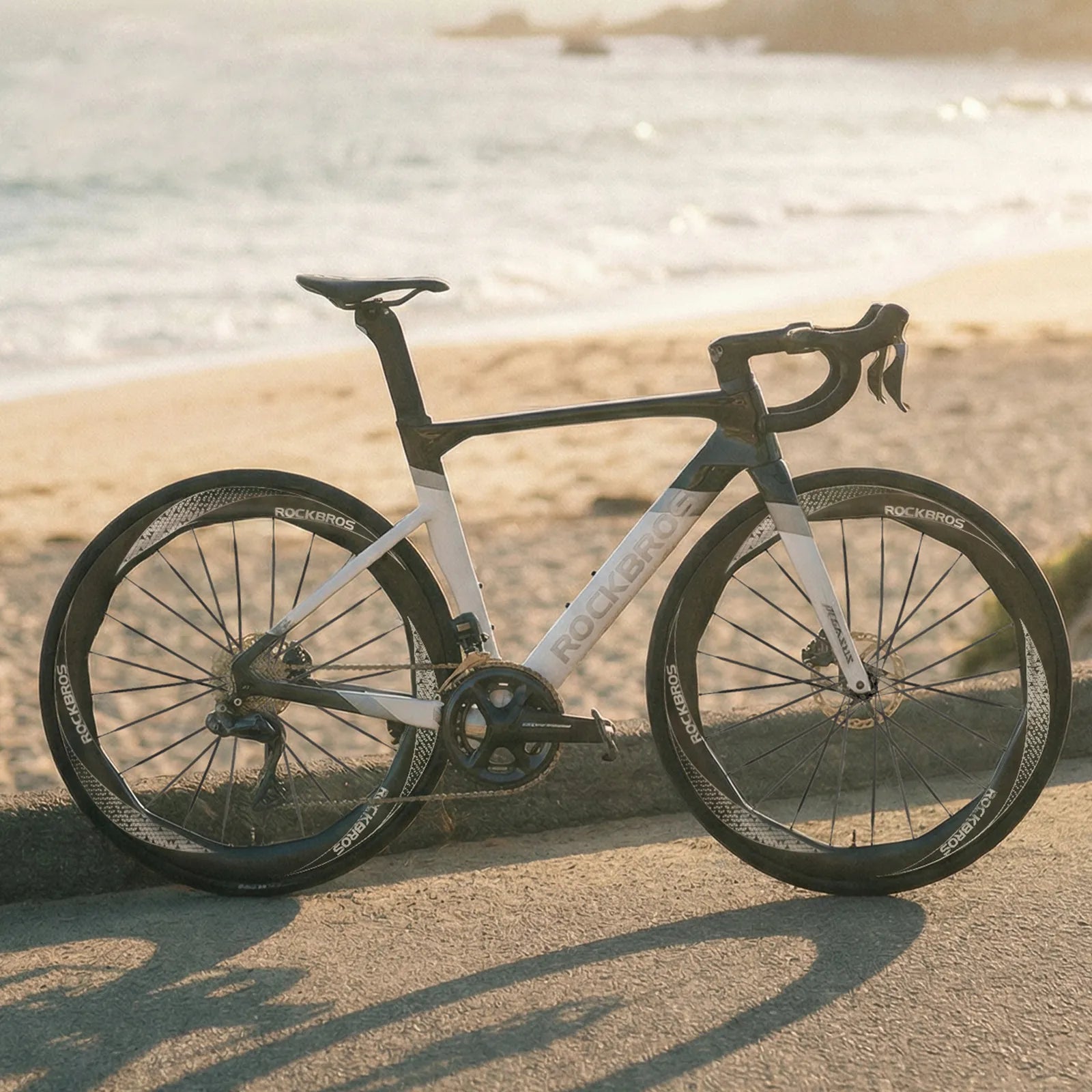 ROCKBROS 700C Full Carbon Wave Road Wheelset with 36T Ratchet Hub and Thru Axle