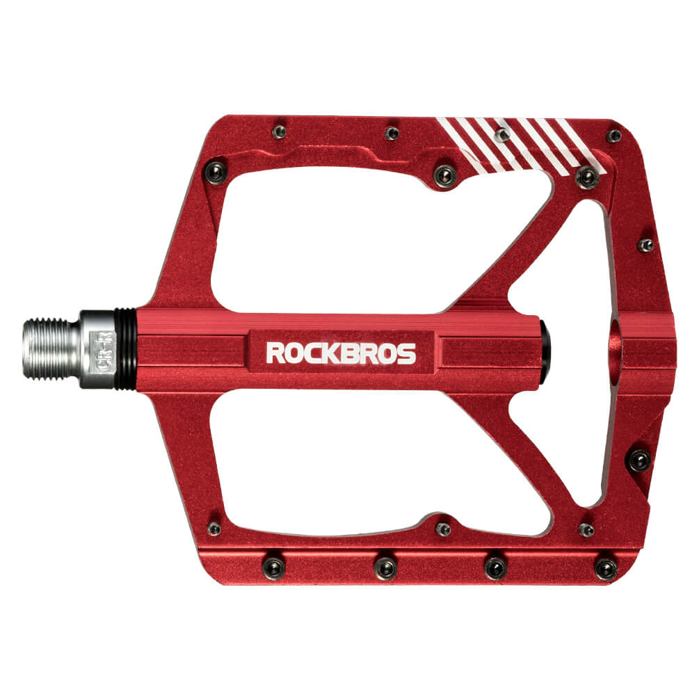 rockbros mountain bike aluminum alloy pedals with bearing, non-slip design
#color_red