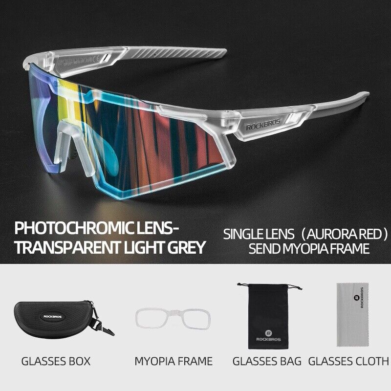 ROCKBROS Photochromic Goggle Cycling Sunglasses Sport Road Mountain Bike Glasses
#Style_Transparent Photochromic