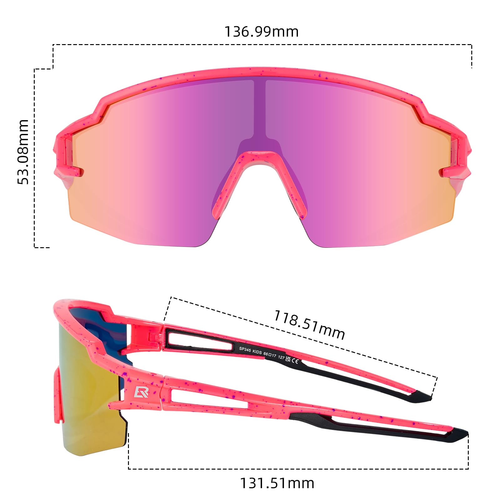 ROCKBROS Polarized Youth Kids UV400 Cycling Sports Sunglasses
#Color_Pink