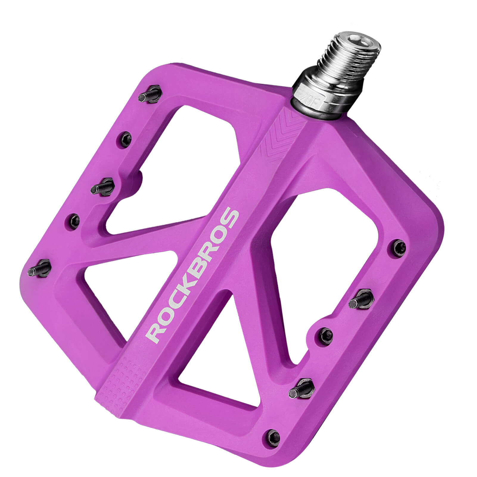 Wide platform composite pedals for comfortable long rides.
#color_purple