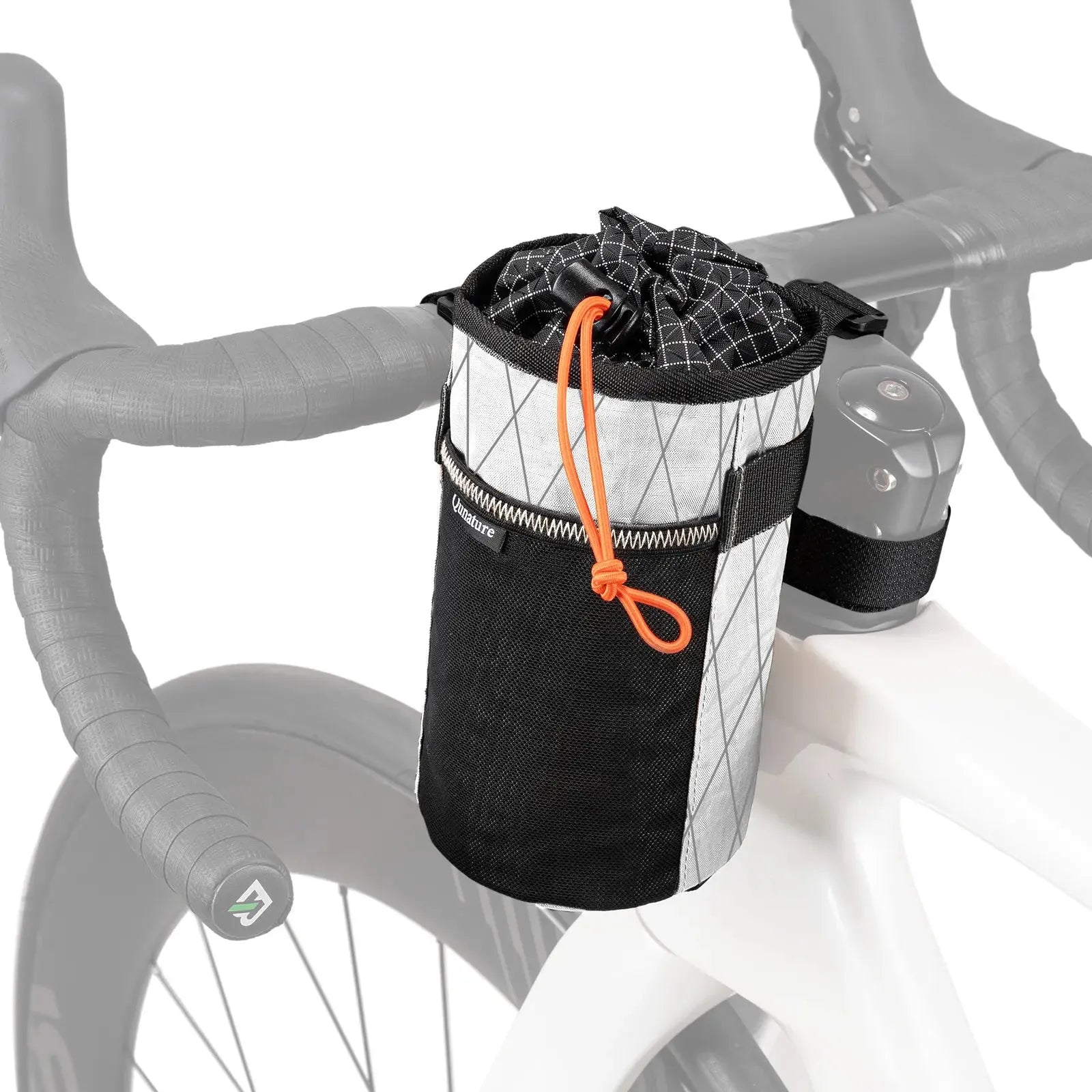 Qunature thermal insulated 1L handlebar bottle bag for bikepacking and long-distance cycling, keeps drinks hot or cold
#color_white