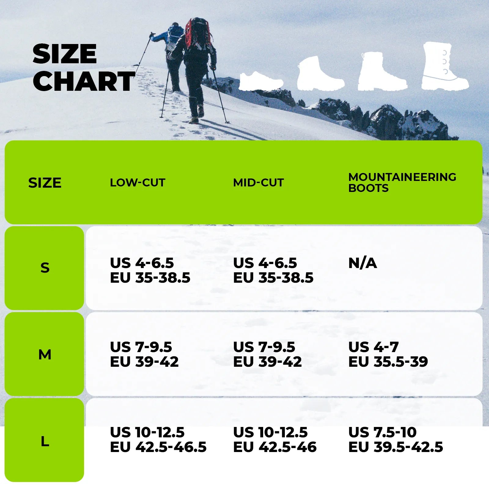 qunature 22-spike stainless steel ice crampons and anti-slip shoe traction cleats for boots