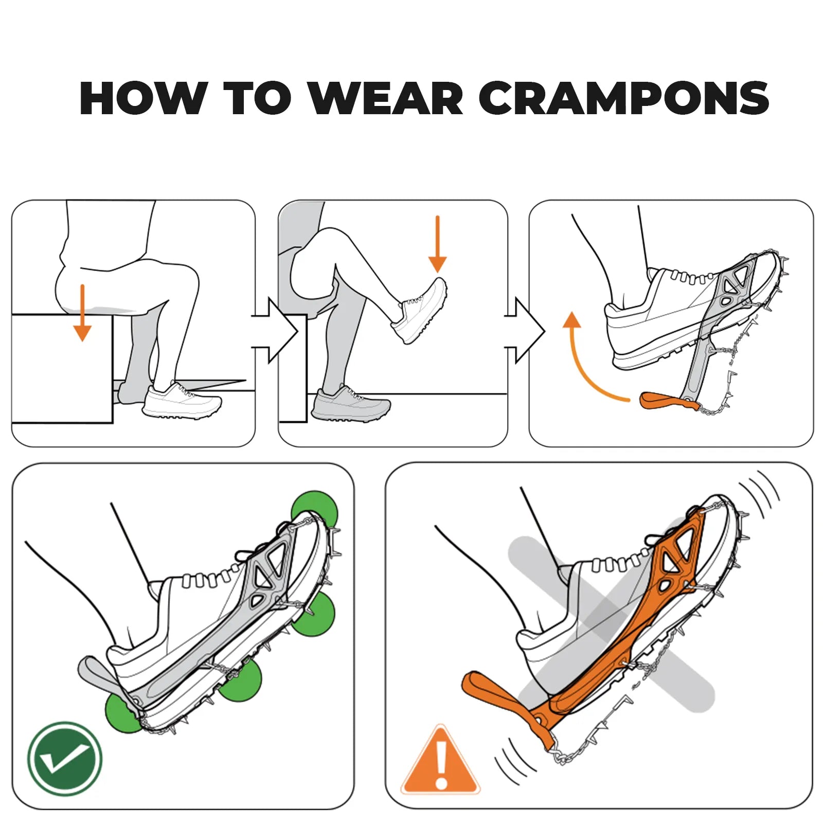 qunature 22-spike stainless steel ice crampons and anti-slip shoe traction cleats for boots