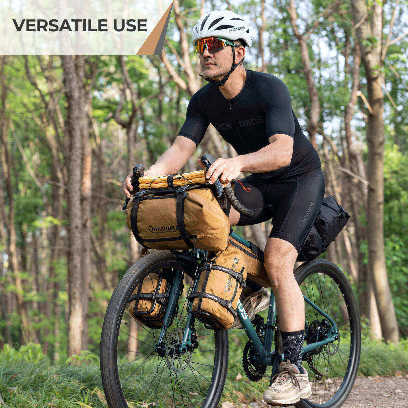 Qunature bikepacking handlebar bag extension rack
#color_khaki