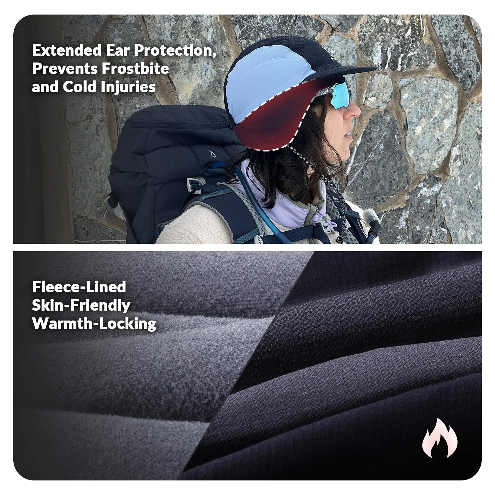 Qunature windproof fleece winter cycling hat with ear flaps for ultimate warmth.
#color_green