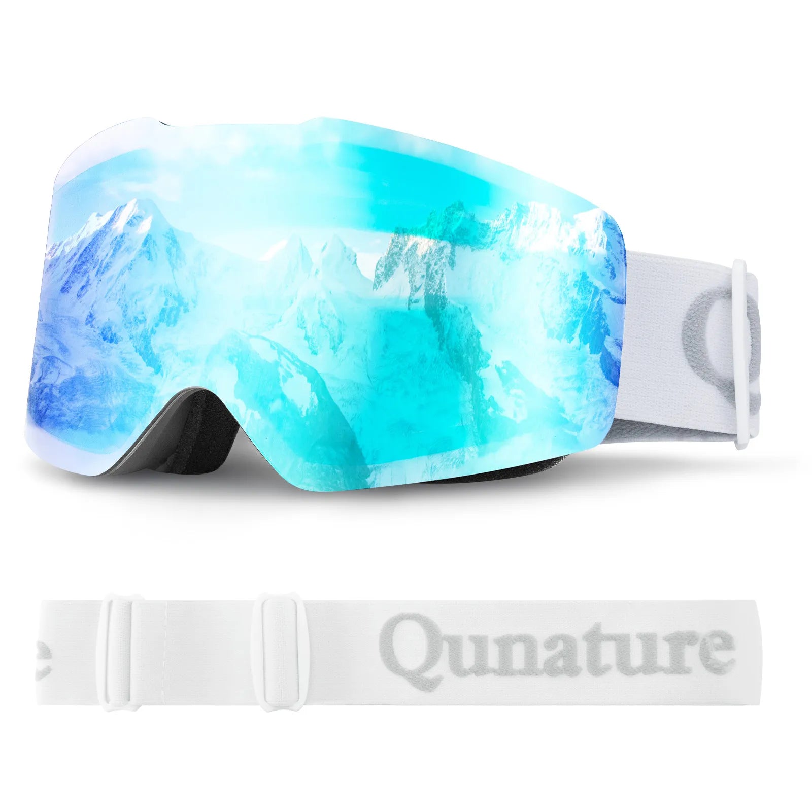 QUNATURE frameless anti-fog ski goggles for adult skiing and snowboarding.
#color_white