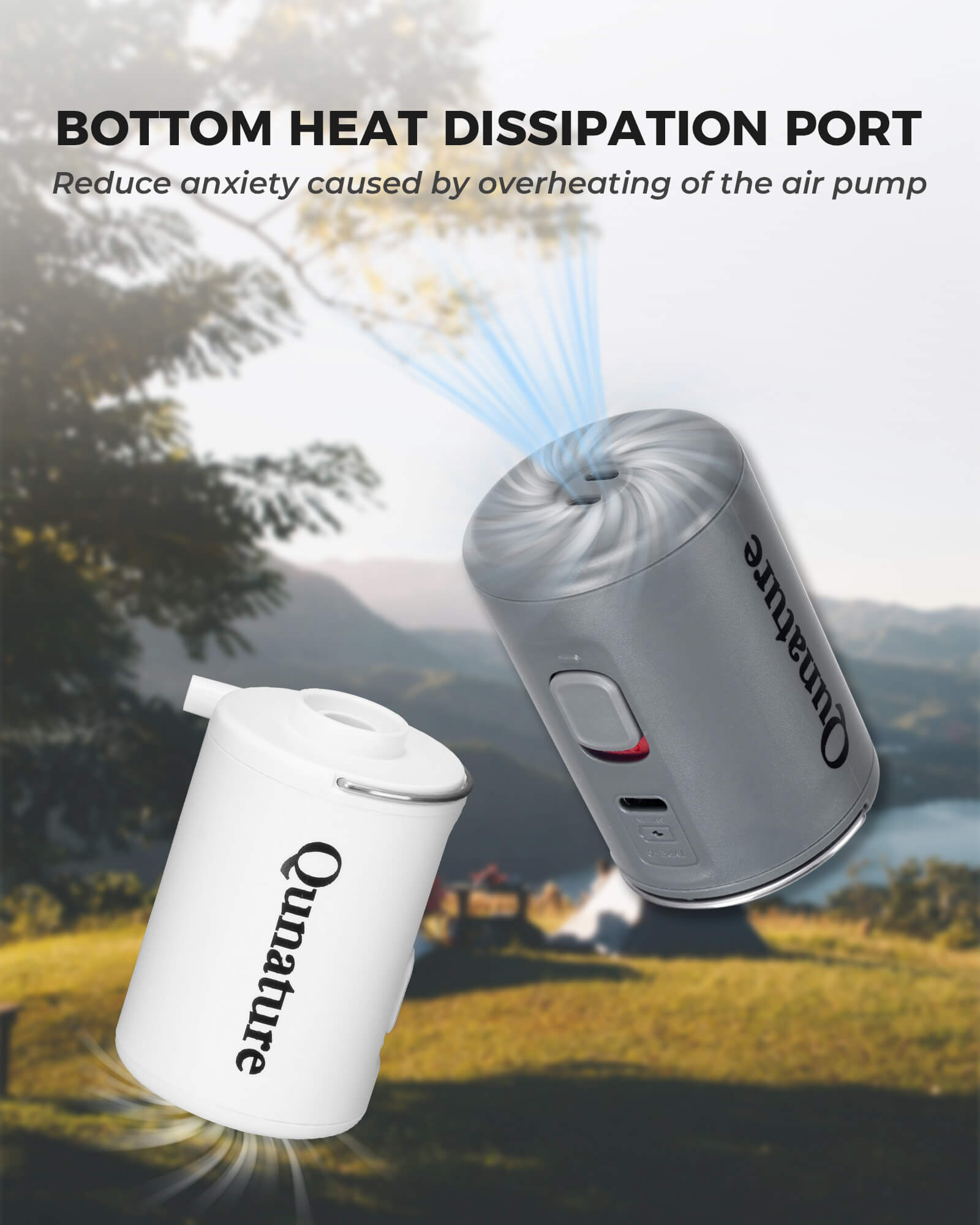 Qunature portable 2-in-1 air pump for inflatable mattress.
#color_grey
