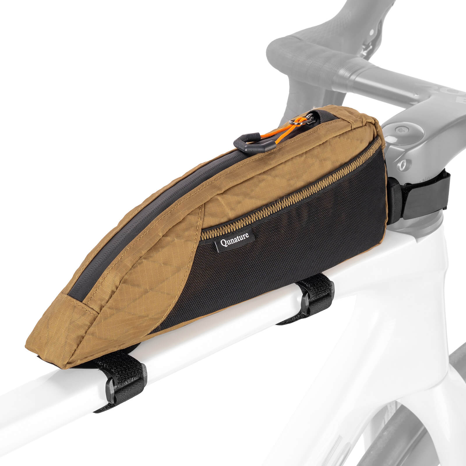 Qunature narrow edge mesh top tube bag bikepacking storage 1L
#color_khaki