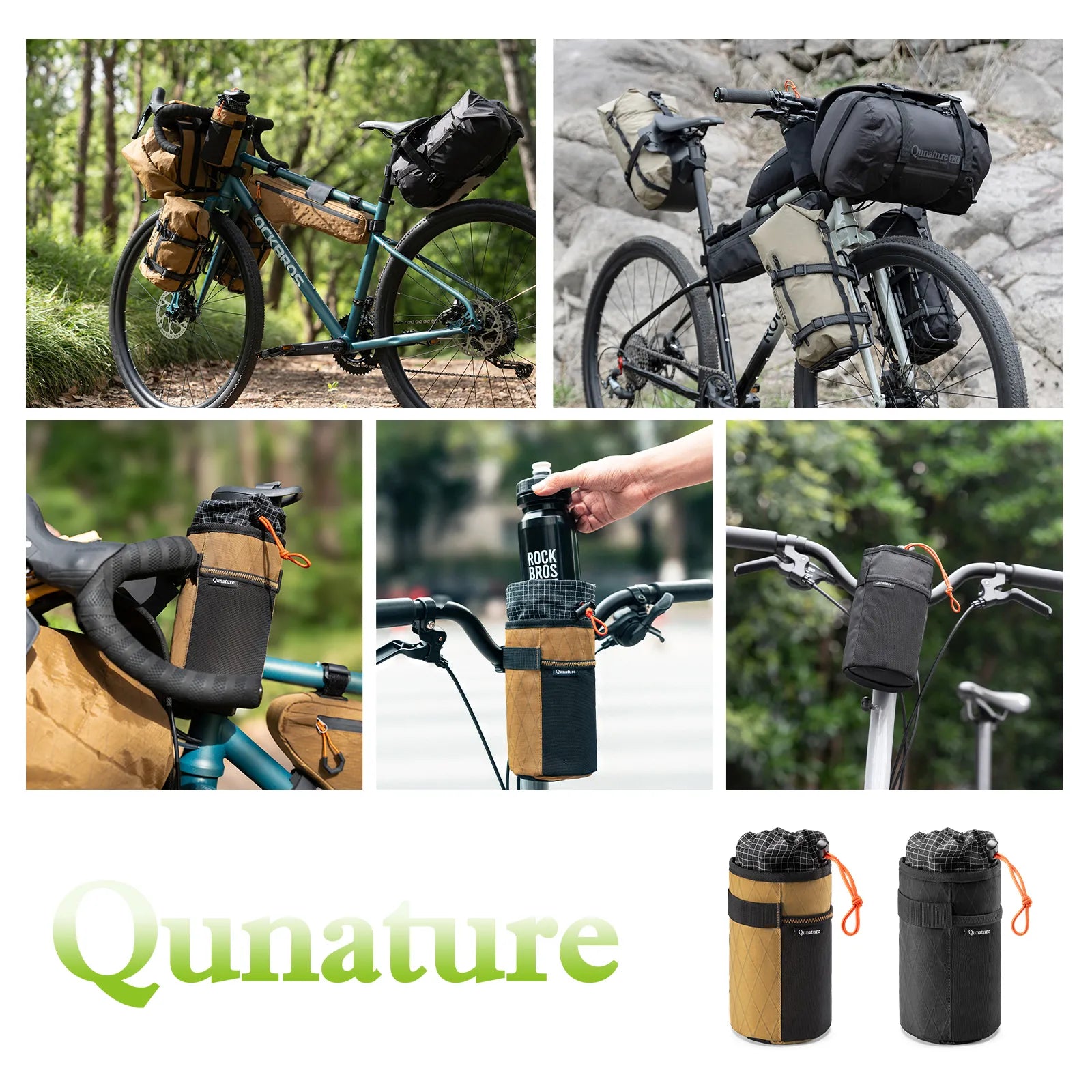 Qunature thermal insulated 1L handlebar bottle bag for bikepacking and long-distance cycling, keeps drinks hot or cold
#color_blue