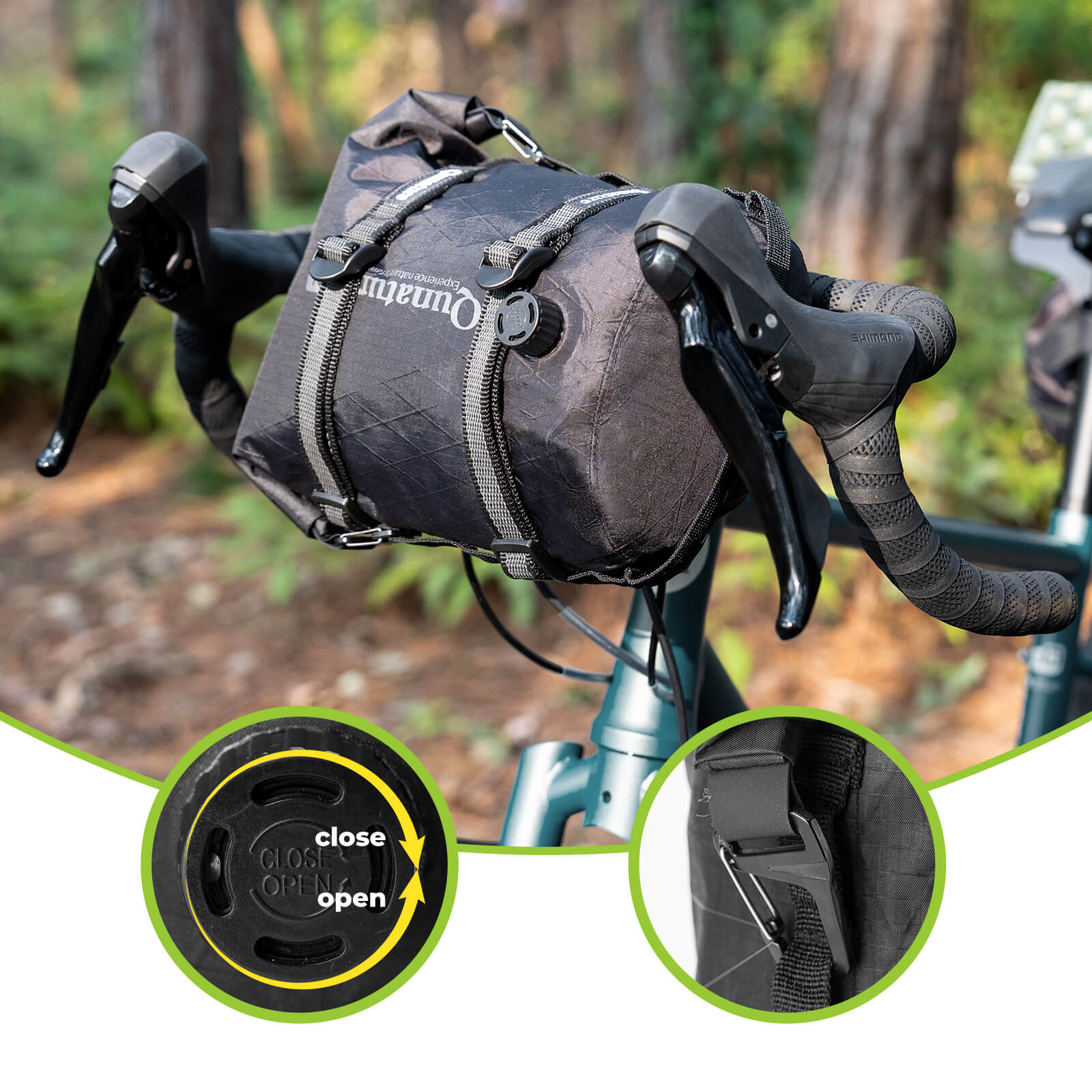 qunature ultralight waterproof compression dry bag for bikepacking adventure.
#color_black