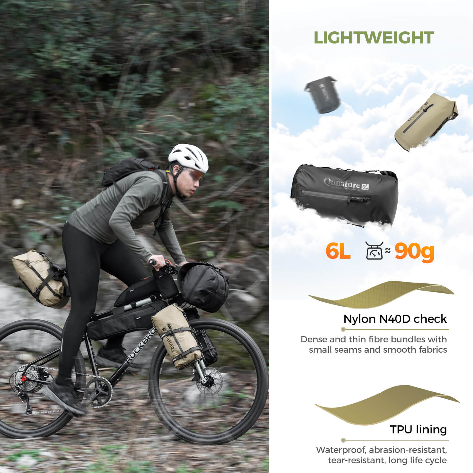 Qunature Waterproof Compression Sack 3L-12L for Camping and Bikepacking
#color_black
#size_6L