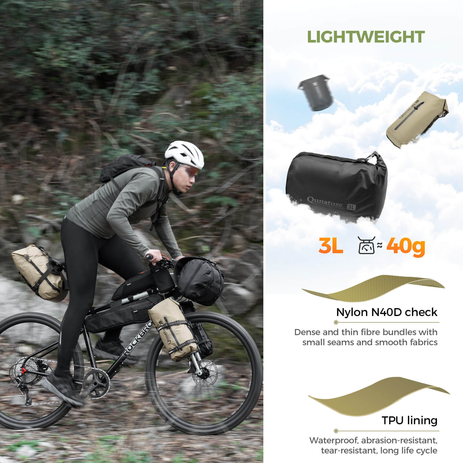 Qunature Waterproof Compression Sack 3L-12L for Camping and Bikepacking
#color_black
#size_3L
