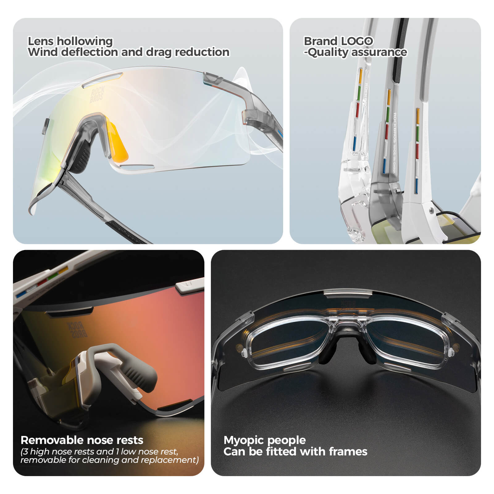 ROCKBROS Road to Sky Photochromatic Cycling Sunglasses - BOUNDLESS, offering advanced photochromic lenses, windproof and sandproof protection, and dynamic light adaptation for an enhanced cycling experience
#color_black