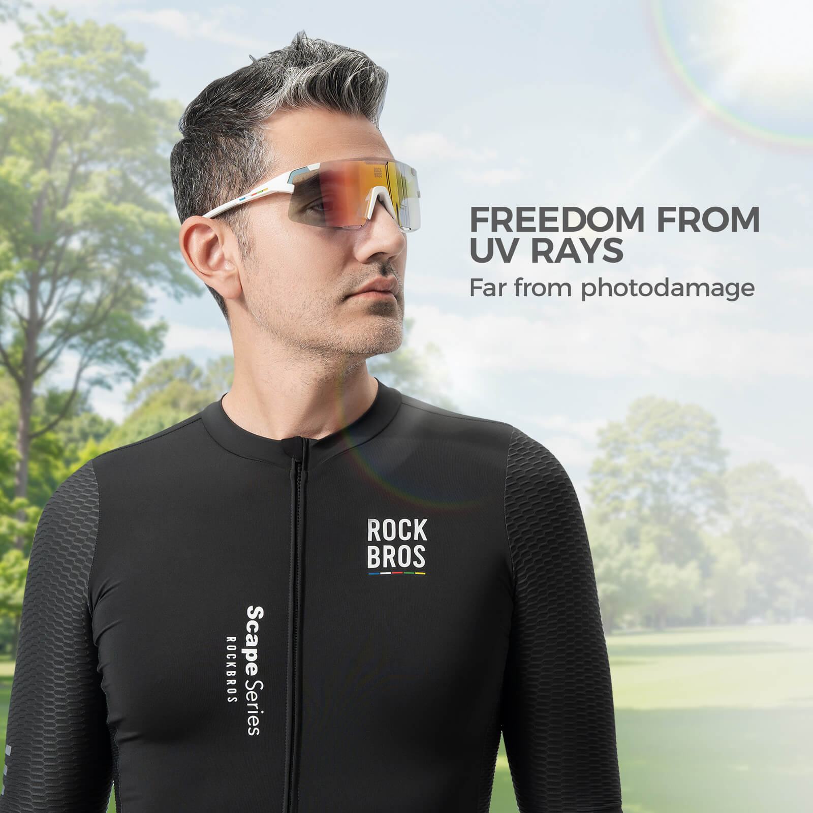 ROCKBROS Road to Sky Photochromatic Cycling Sunglasses - BOUNDLESS, offering advanced photochromic lenses, windproof and sandproof protection, and dynamic light adaptation for an enhanced cycling experience
#color_purple