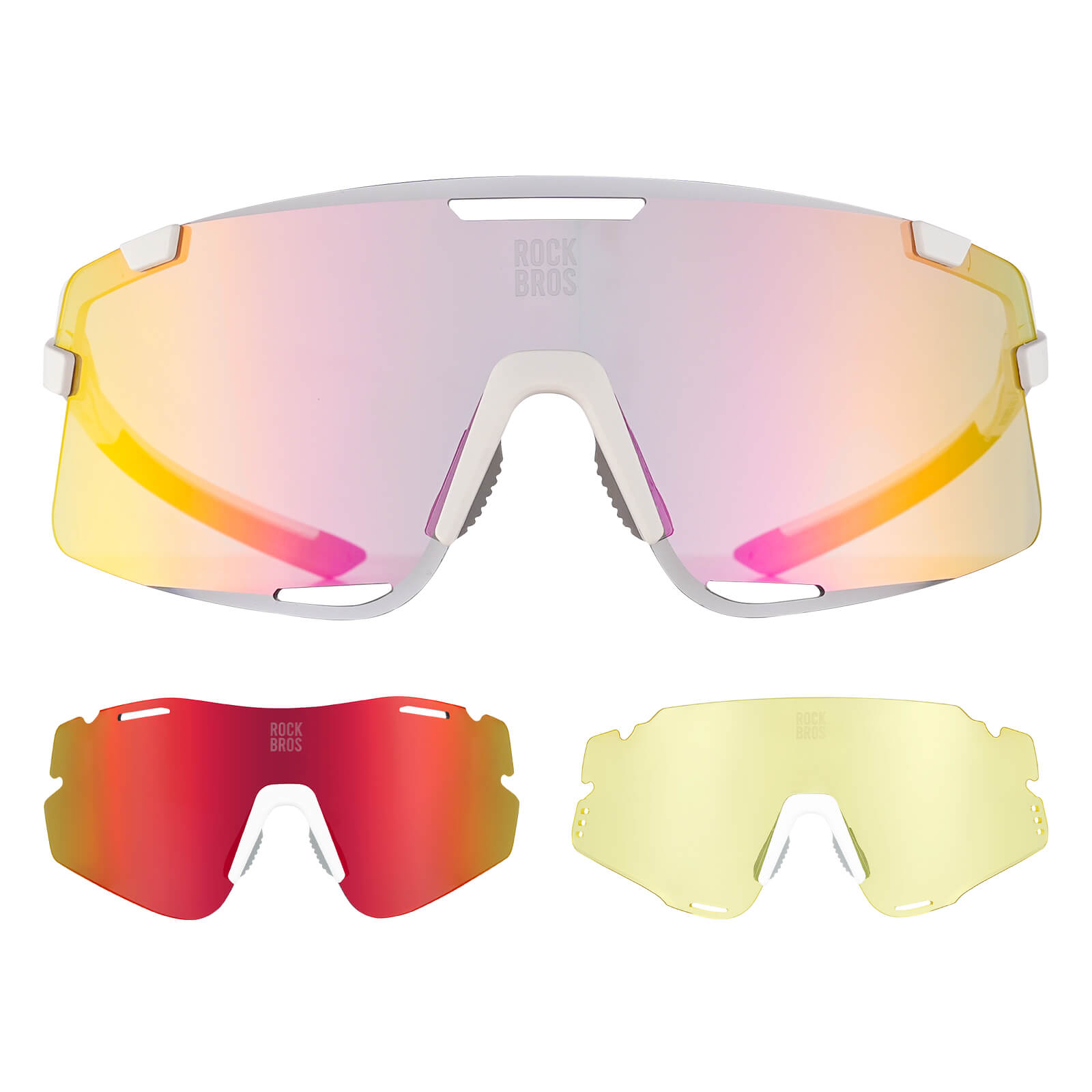 ROCKBROS Road to Sky Photochromatic Cycling Sunglasses - BOUNDLESS, offering advanced photochromic lenses, windproof and sandproof protection, and dynamic light adaptation for an enhanced cycling experience
#color_white