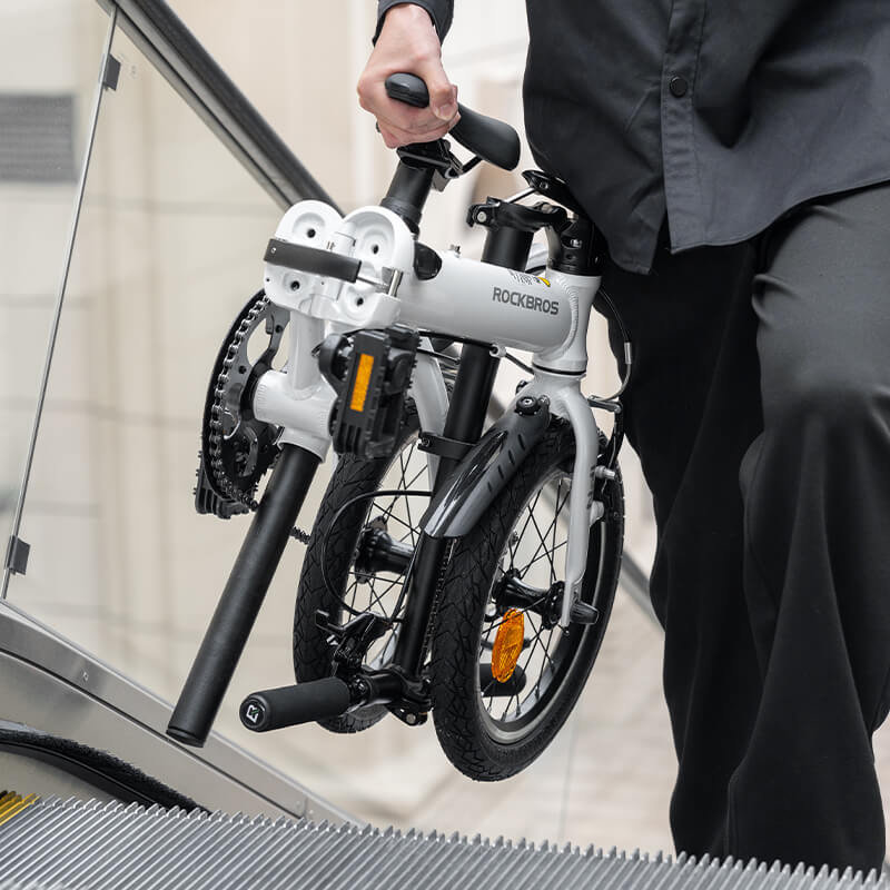 rockbros 14 inch lightweight folding bike for urban commuting.
#color_white