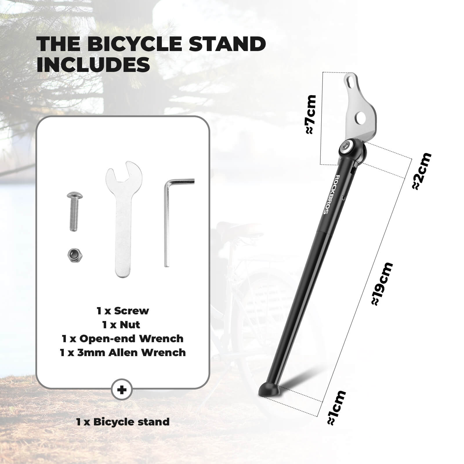 ROCKBROS lightweight aluminum kickstand for 16-inch folding bikes for parking.
#color_red