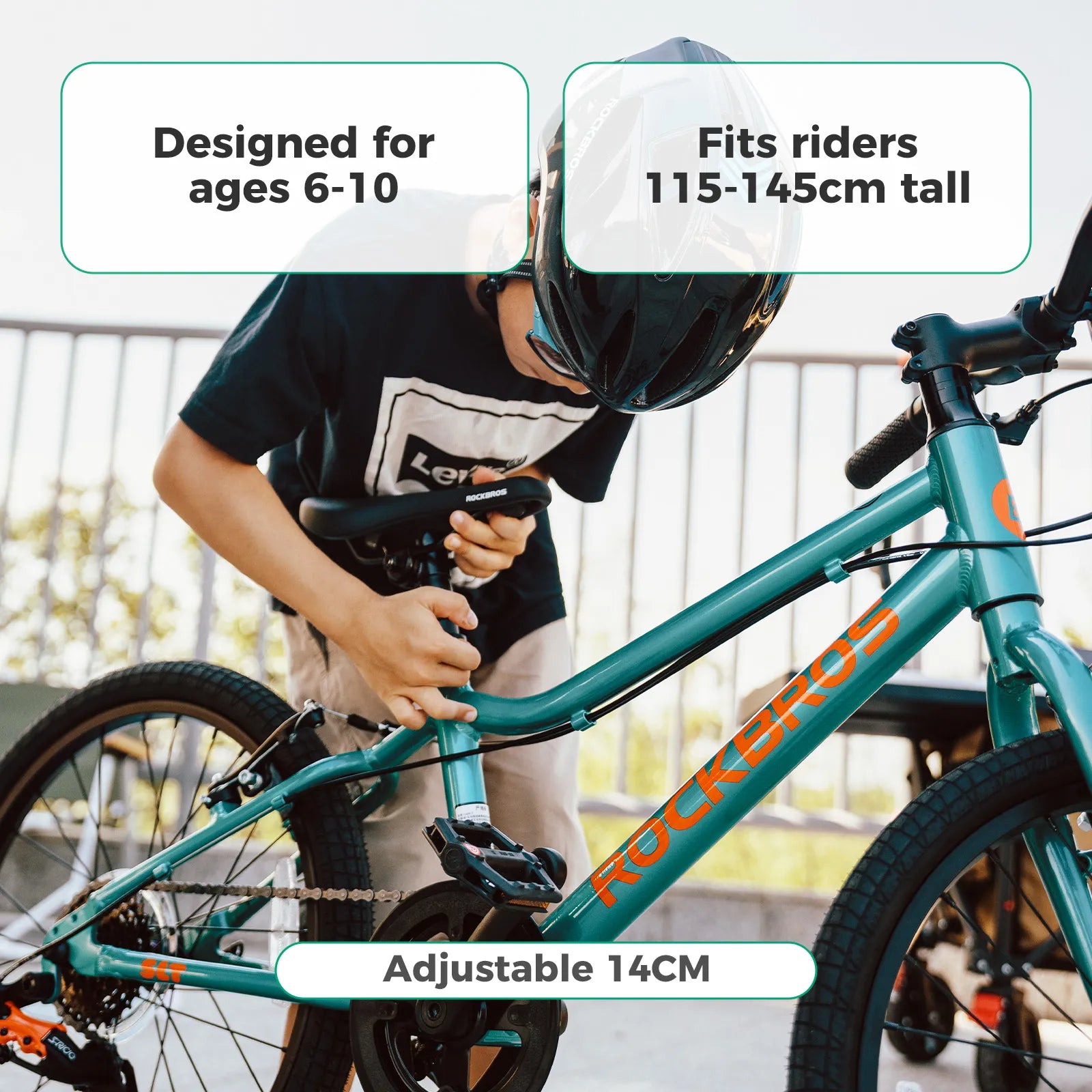 Rockbros 20-inch lightweight aluminum mountain bike suitable for children aged 6-10.
#color_green