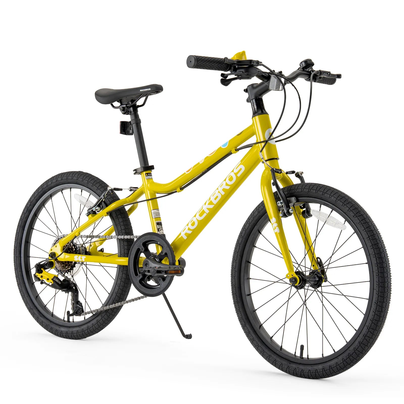 Rockbros 20-inch lightweight aluminum mountain bike suitable for children aged 6-10.
#color_yellow
