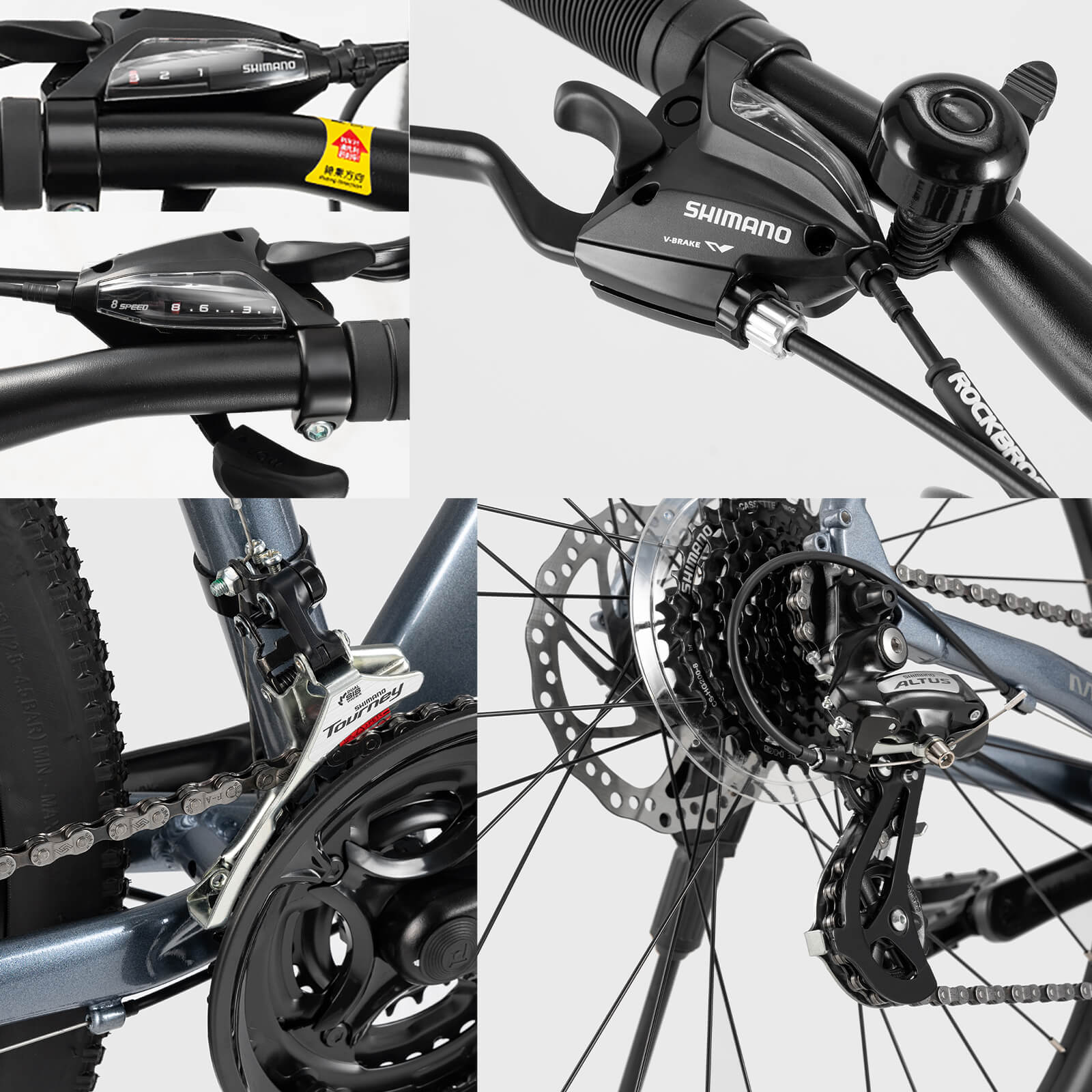 Hydraulic disc brake system on ROCKBROS MT200 mountain bike.
#color_red