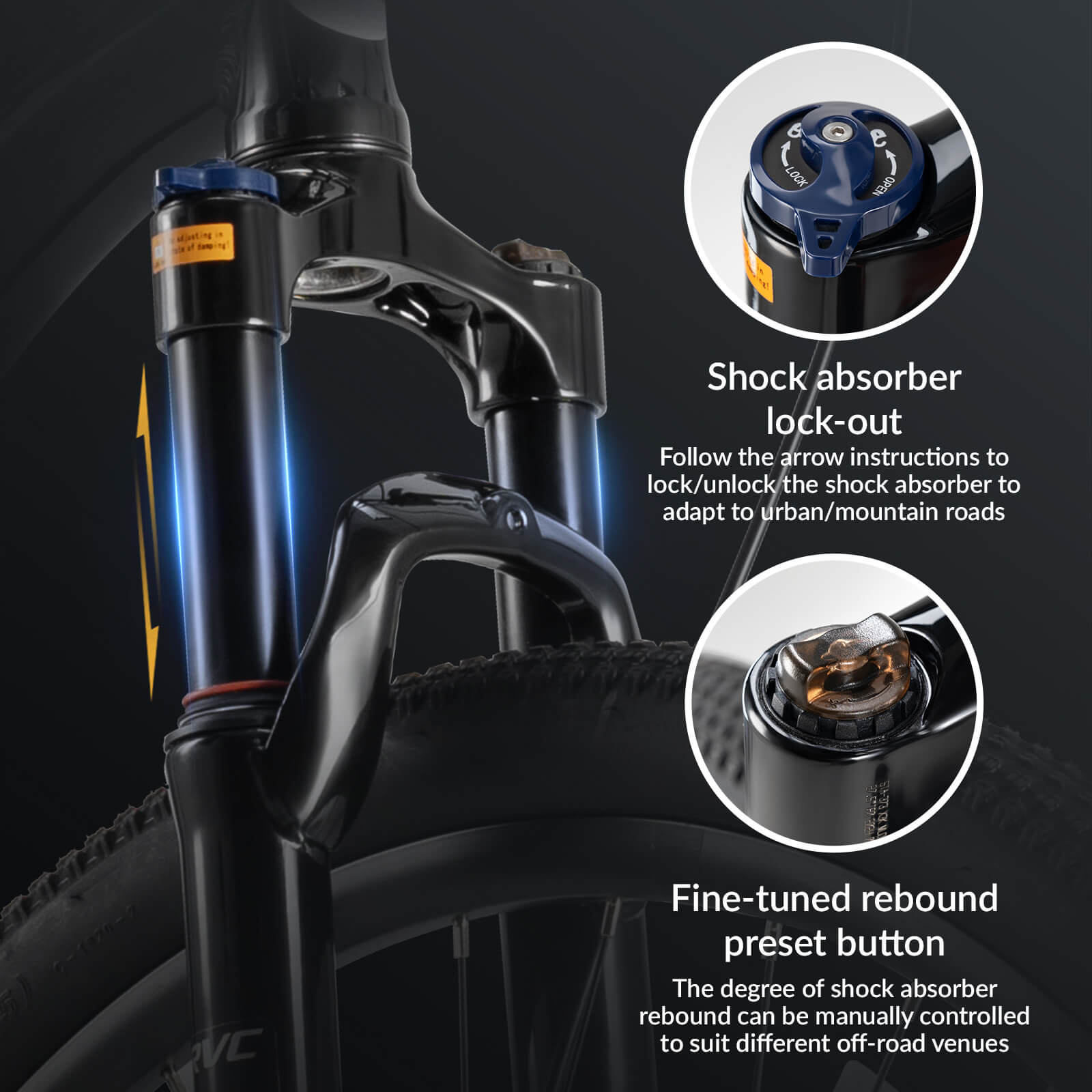Hydraulic disc brake system on ROCKBROS MT200 mountain bike.
#color_red