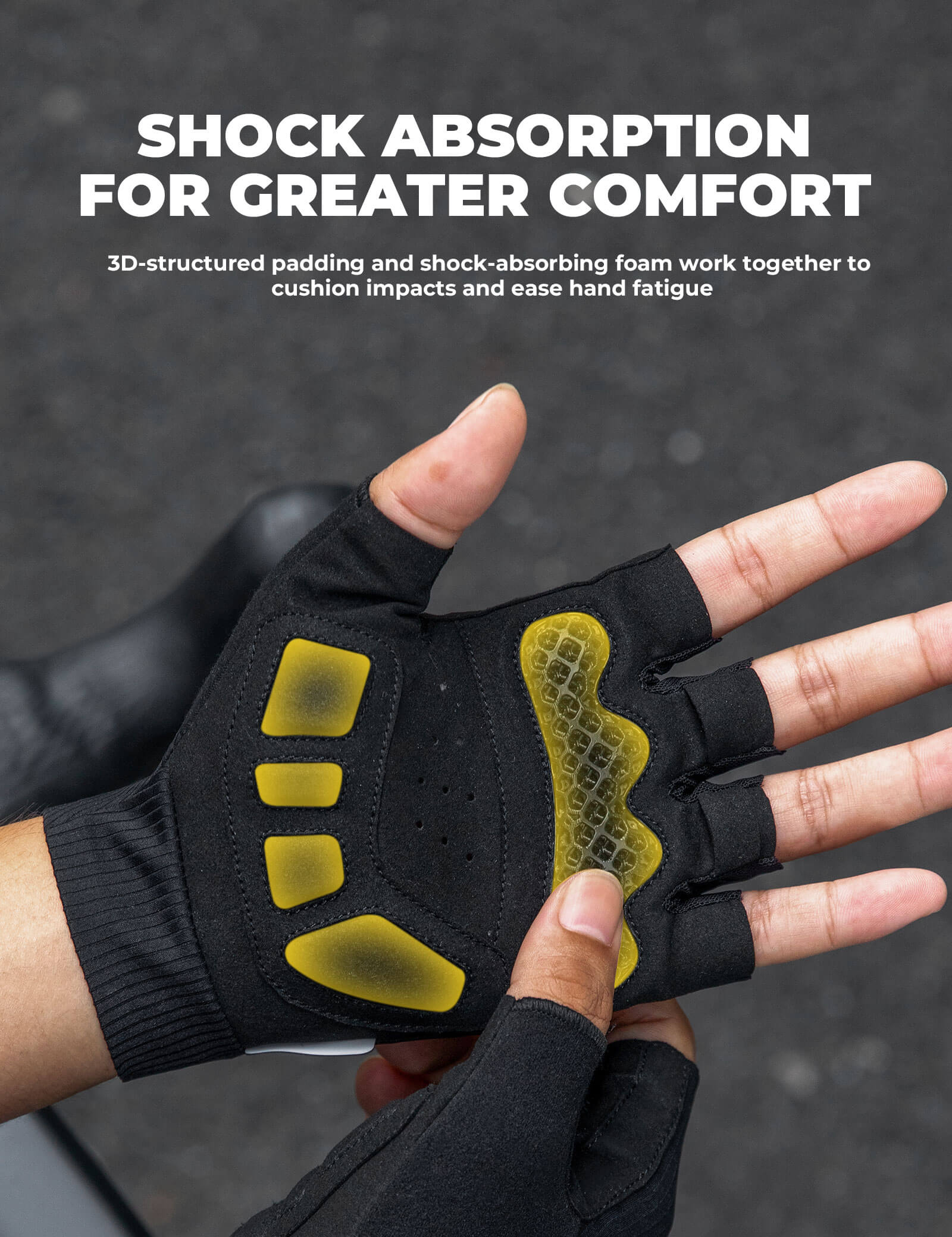 ROCKBROS 3D padded half finger cycling gloves for summer riding.
#color_white