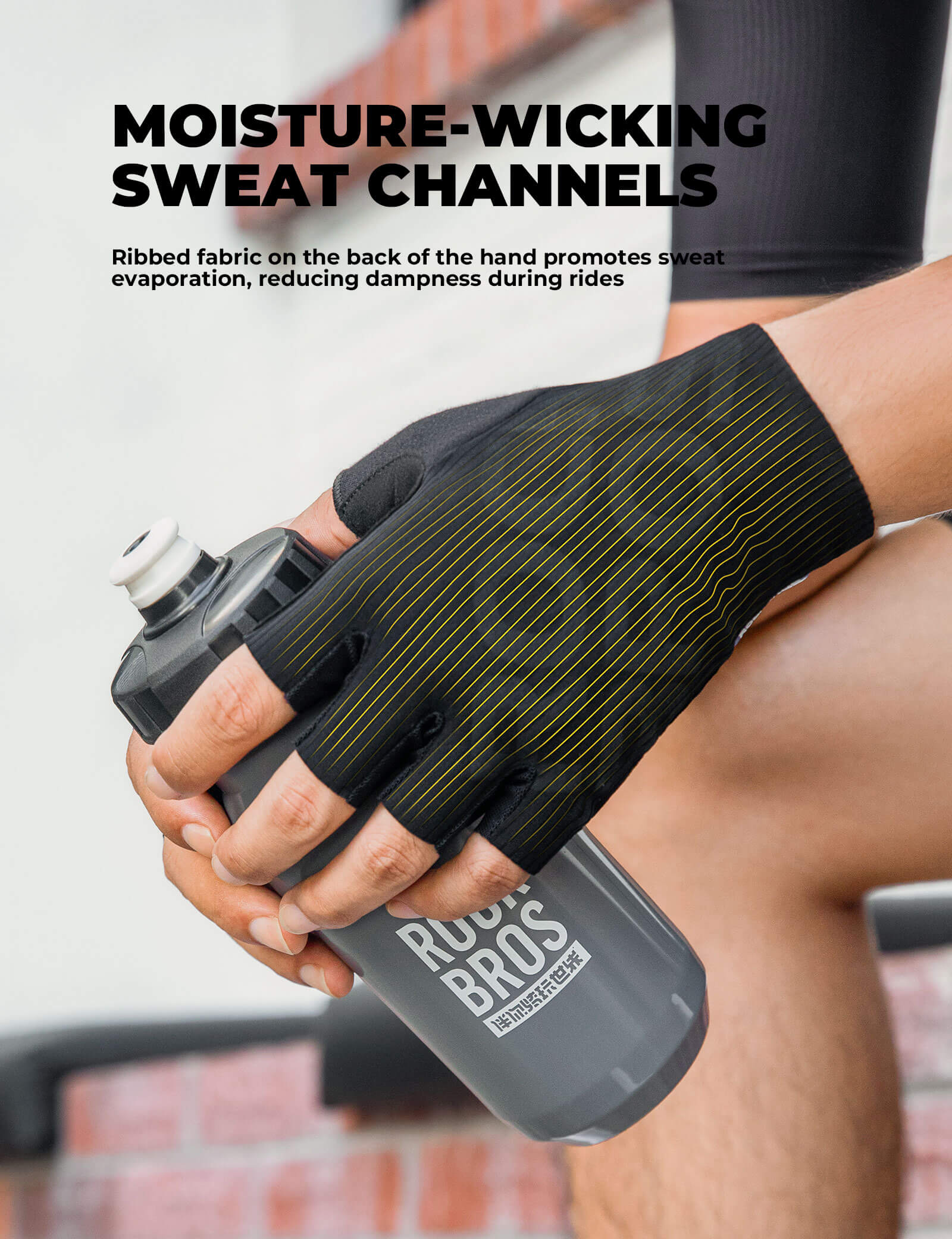 ROCKBROS 3D padded half finger cycling gloves for summer riding.
#color_white