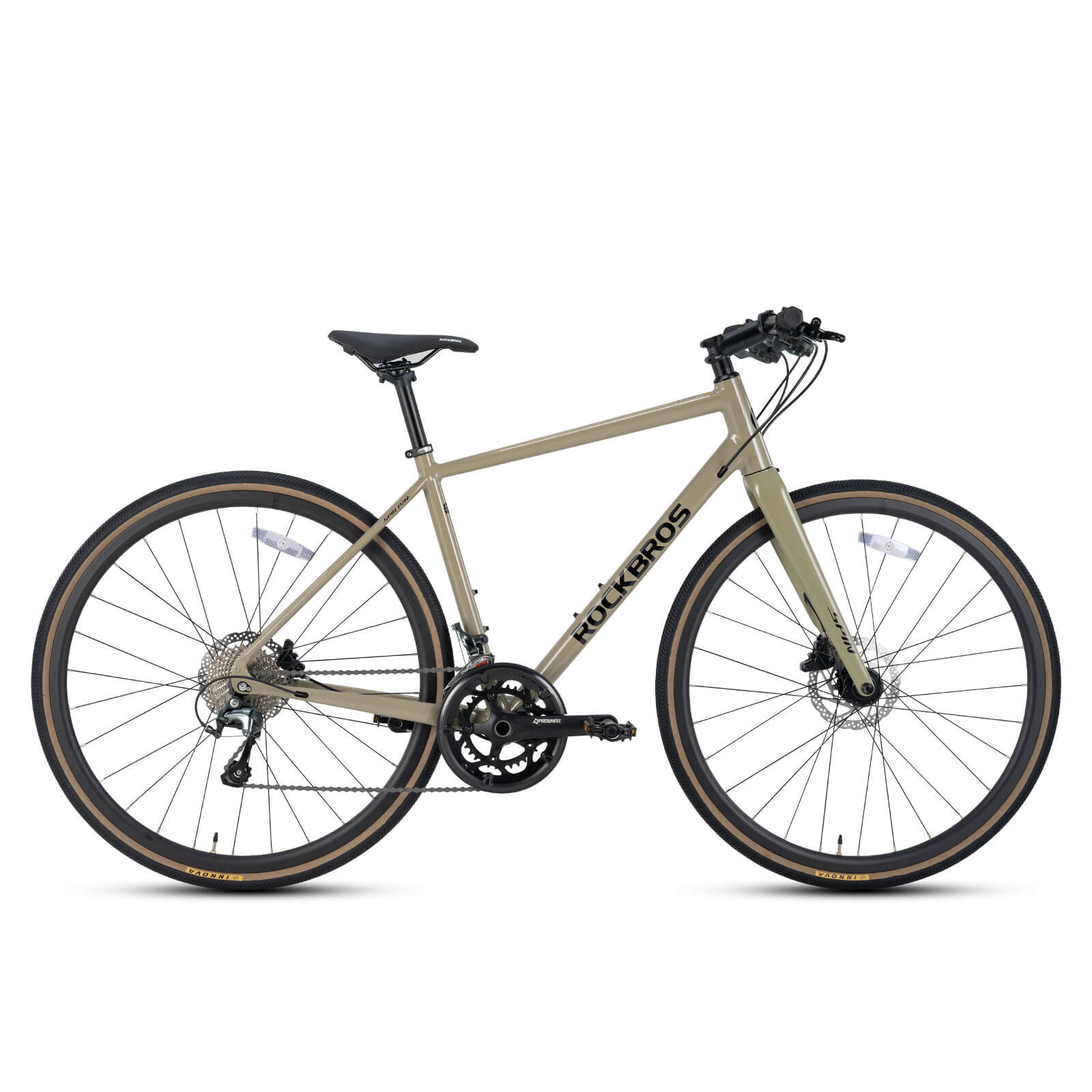 rockbros flat bar disc brake road bike for fitness cycling.
#color_Ceramic Secret Green