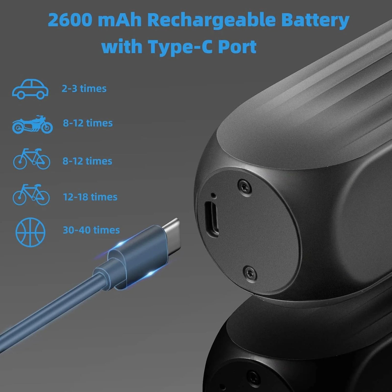 ROCKBROS A10 Portable Electric Bike Pump, 150PSI High Pressure Tire Inflator for Road and Mountain Bikes.