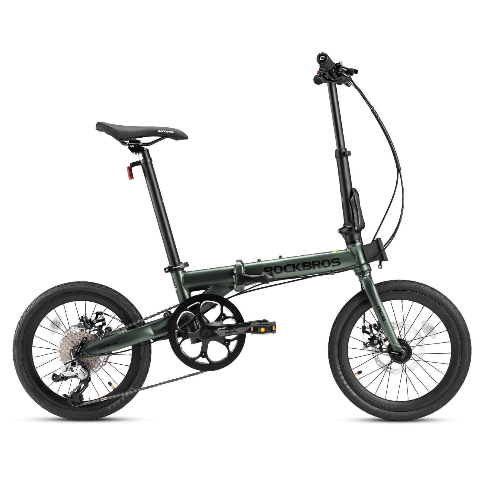 rockbros 16 folding bike disc brake portable city cycling.
#color_black green