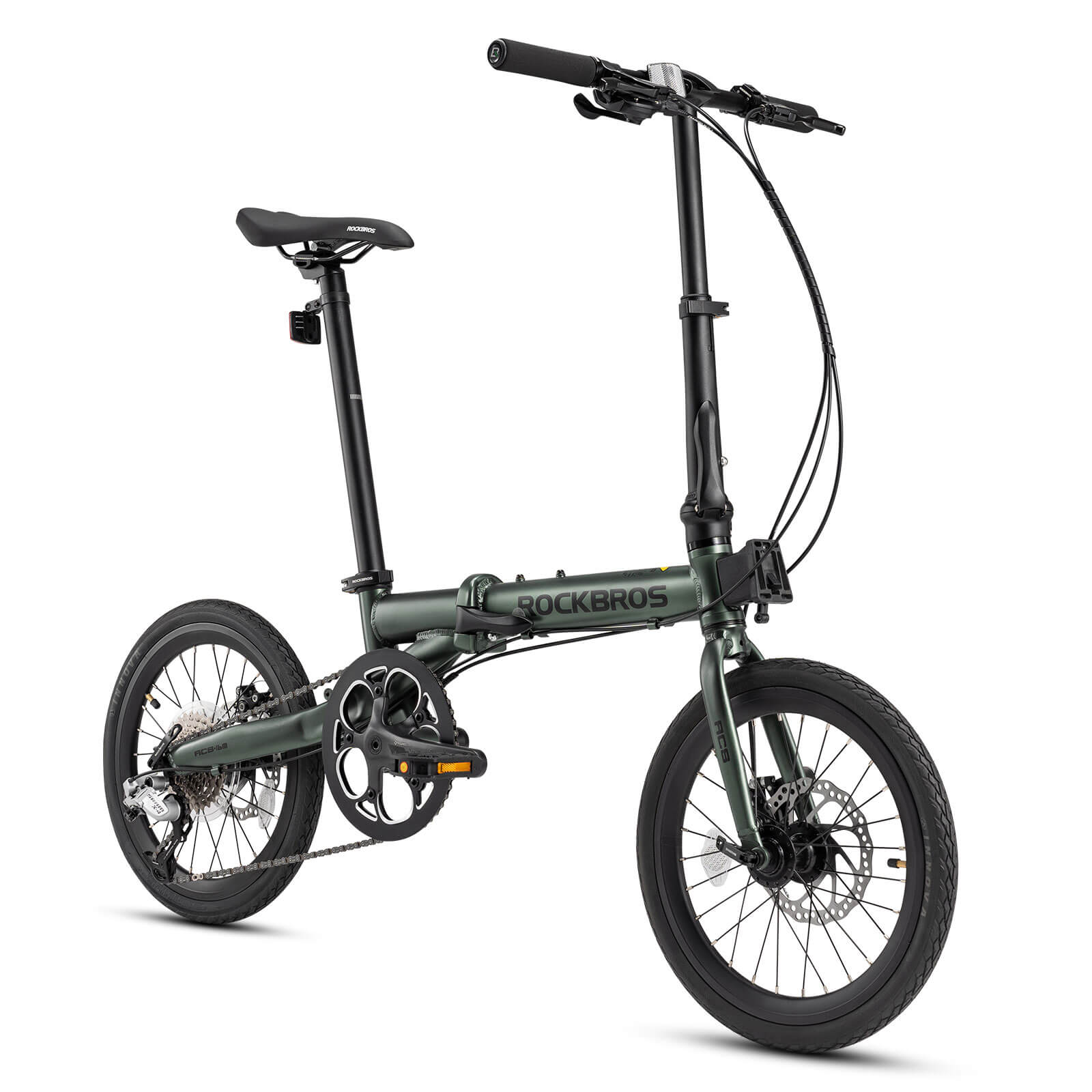 rockbros 16 folding bike disc brake portable city cycling.
#color_black green