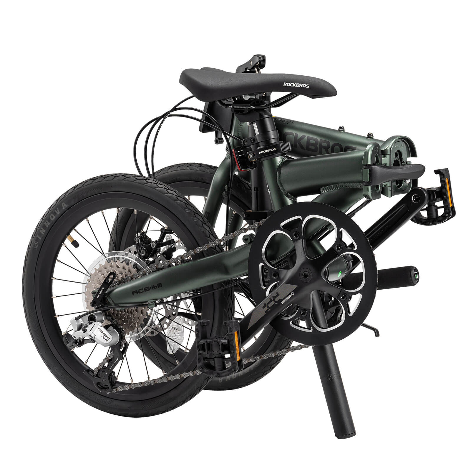 rockbros 16 folding bike disc brake portable city cycling.
#color_black green