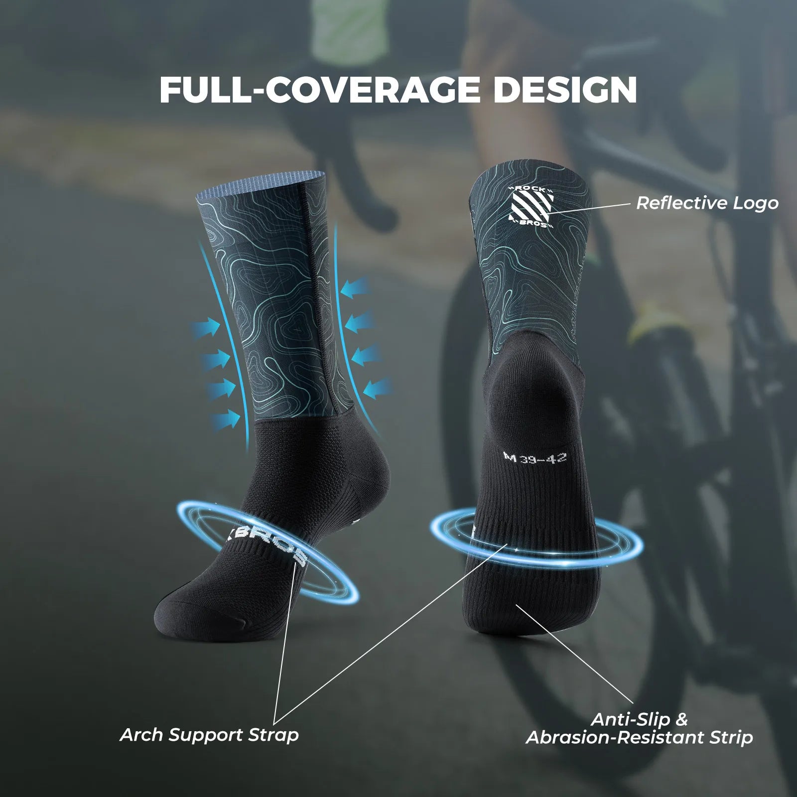 ROCKBROS Aero Compression Cycling Socks with Performance Fit and Aerodynamic Ribbed Texture.
#color_navy