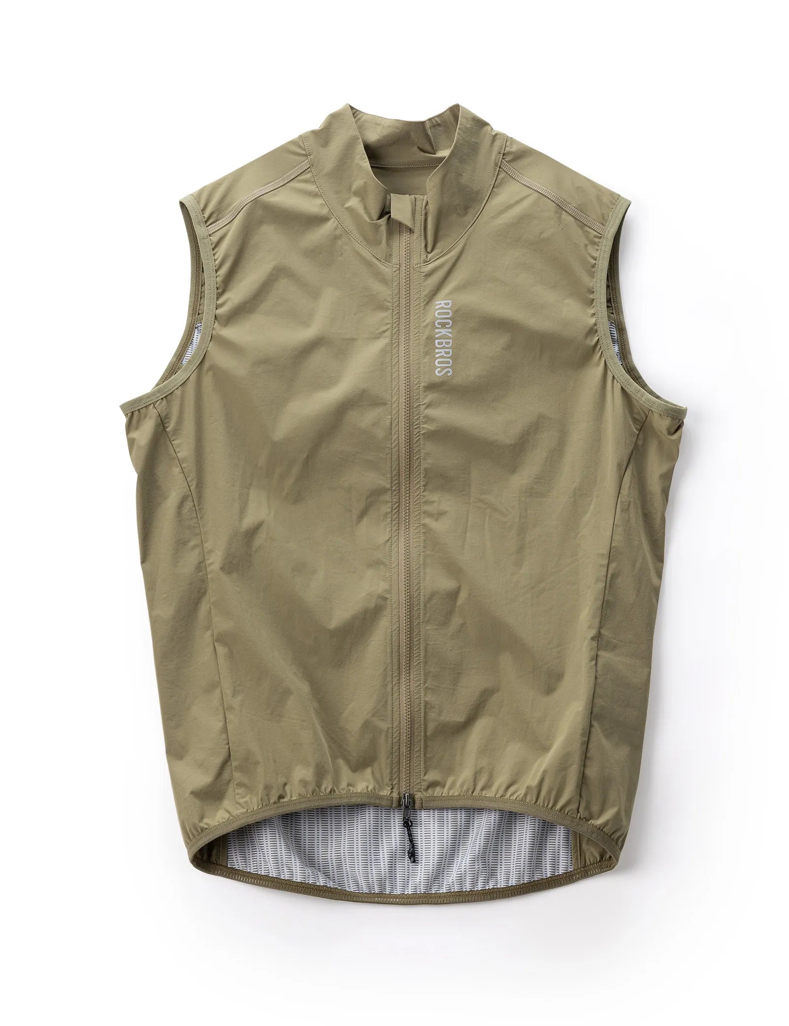 Rockbros AeroLite windproof cycling vest in black, unisex breathable sleeveless bike gilet front view.
#color_beige