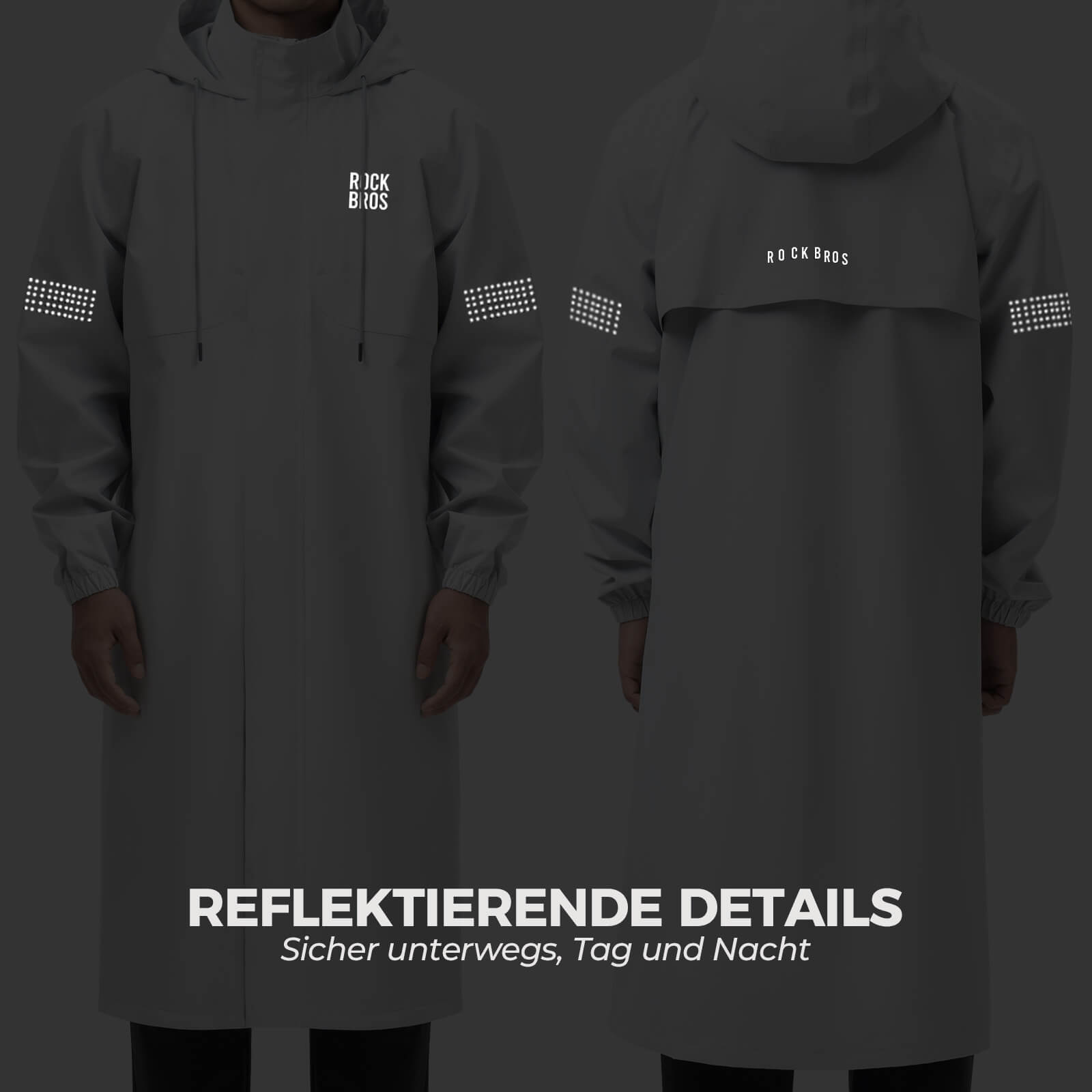 rockbros long cycling jacket for rain and wind protection
#color_greywhite