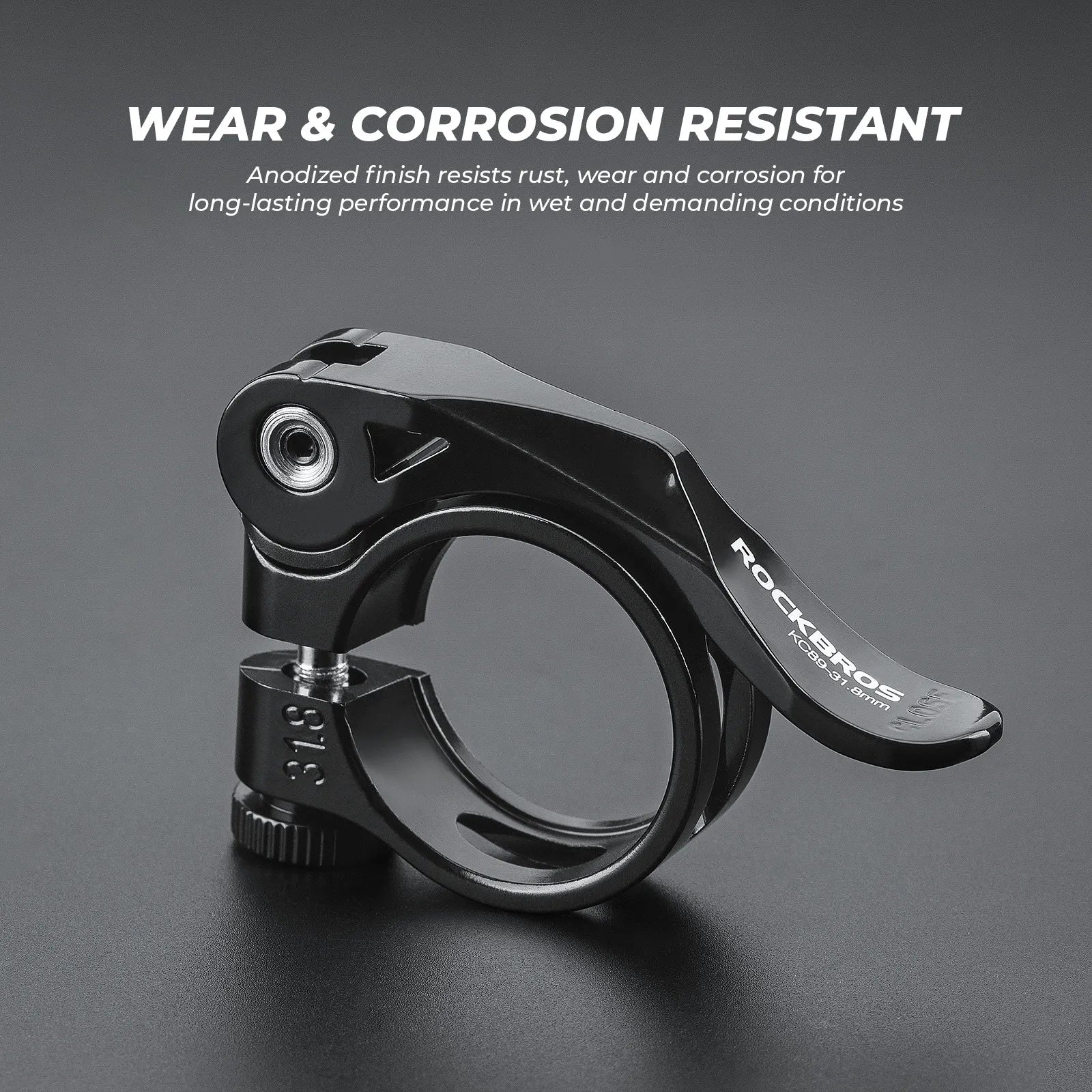 ROCKBROS alloy bike seatpost clamp with universal quick release mechanism for mountain and road bicycles